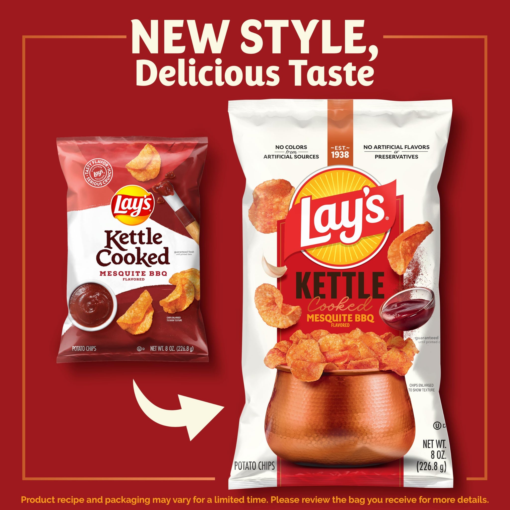 Lay's Kettle Cooked Mesquite Barbecue Flavored Potato Chips, 8 Oz