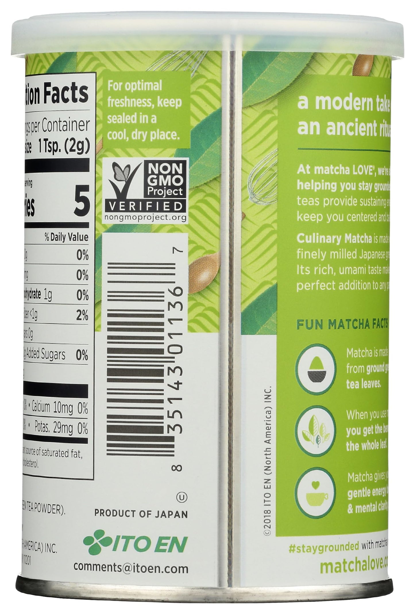Matcha Love Culinary Matcha 3.5 Ounce Finely Milled Green Tea Leaves, Japanese Style Matcha Powder