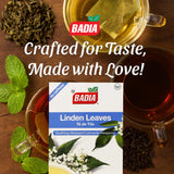 Badia Linden Tea, 25 Bags - Calming Linden Leaf & Flower Herbal Infusion, Support Respiratory, Immune System, and Relaxation - Natural Tilo Tea