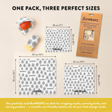 BeeWRAPZ Reusable Beeswax Wraps for Food | Eco Friendly & Organic | Vegan & Plastic-Free Food Storage | Biodegradable |Pack of 3 Beeswax Food Wraps
