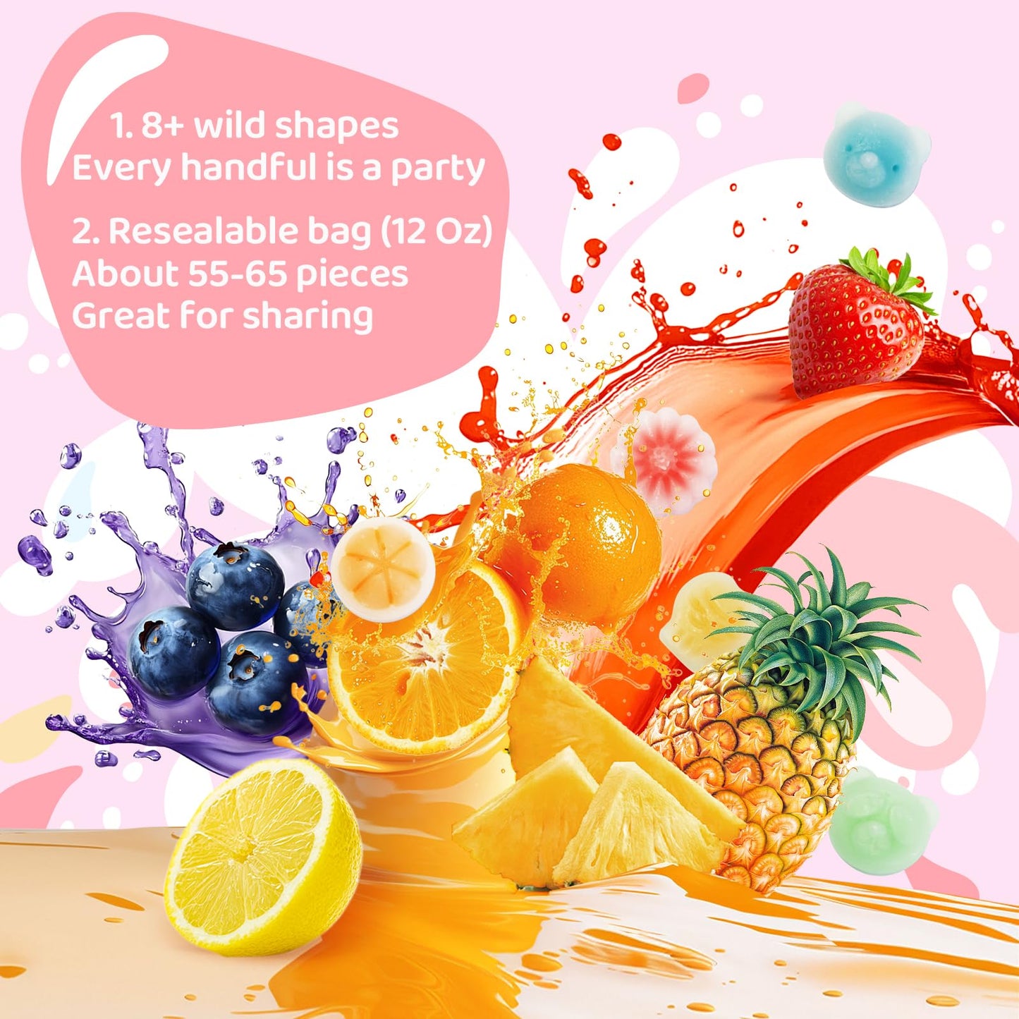Gummy Glow Wax Candy 12oz Bulk Pack, Retro Chewy Wax Candies for Old School Candy Lovers with 55-65 Pieces & 5 Flavors, Nostalgic Sweet Treats