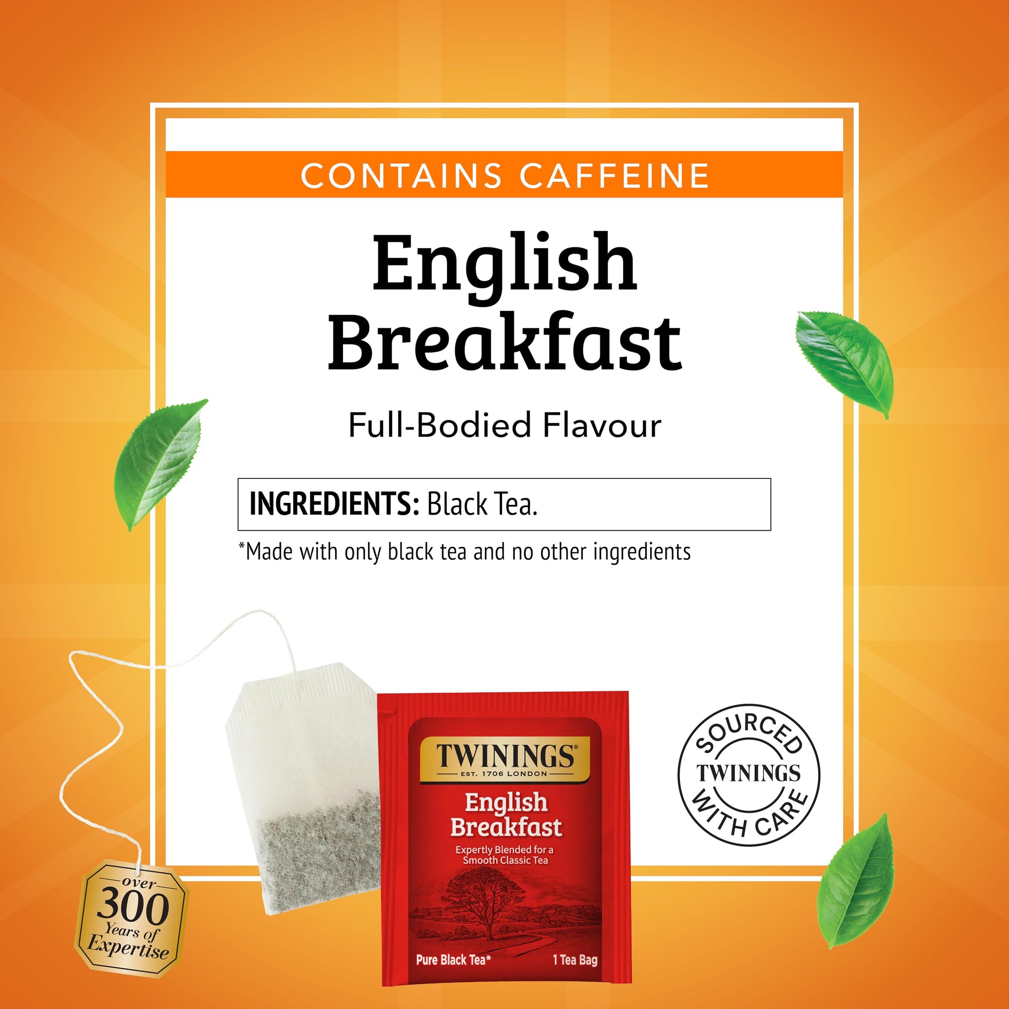 Twinings English Breakfast Black Tea Individually Wrapped Bags, 100 Count (Pack of 1), Smooth, Flavourful, and Robust, Caffeinated, Enjoy Hot or Iced