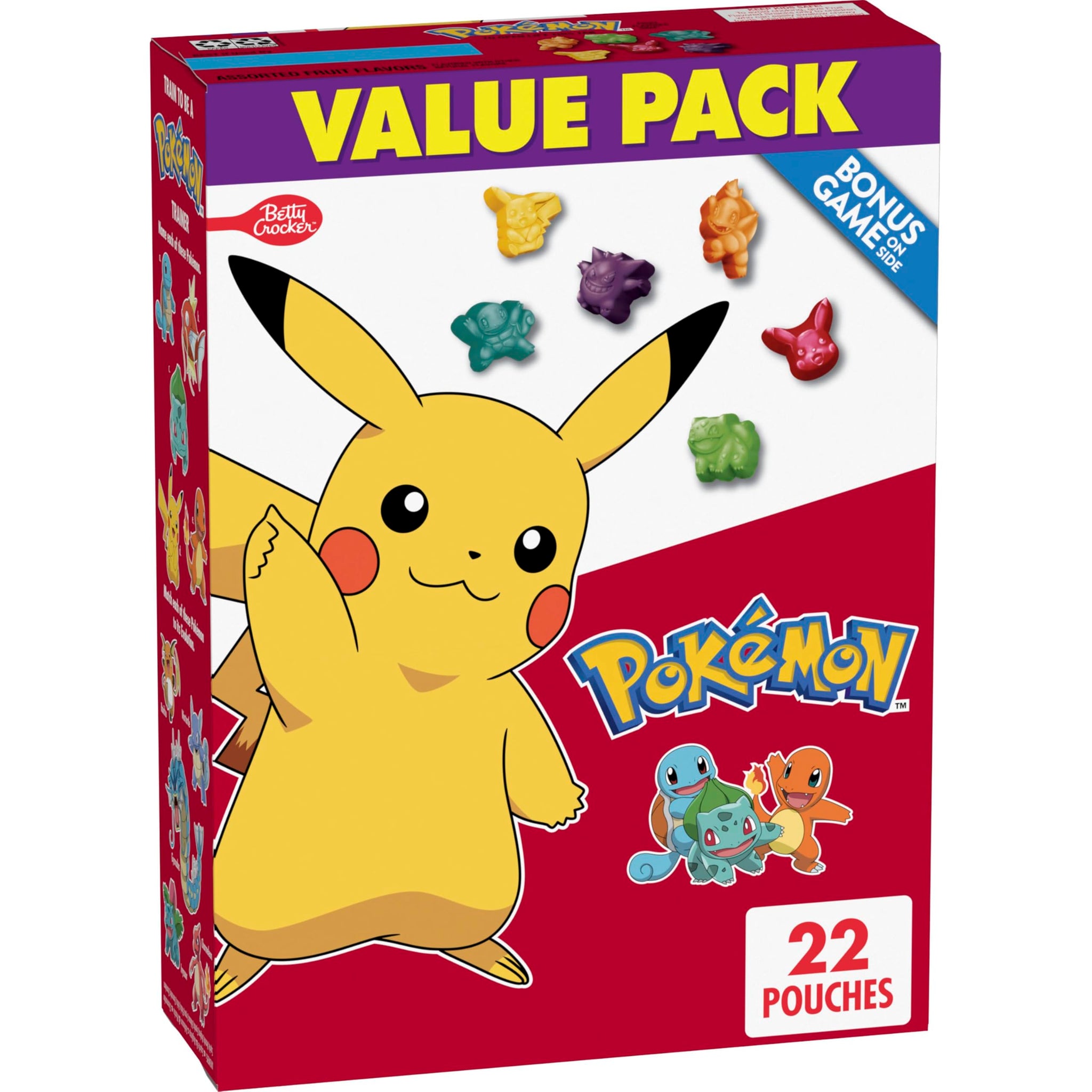 Pokemon Fruit Flavored Snacks, Fat Free and Gluten Free Snacks, 17.6 oz (22 Pouches)