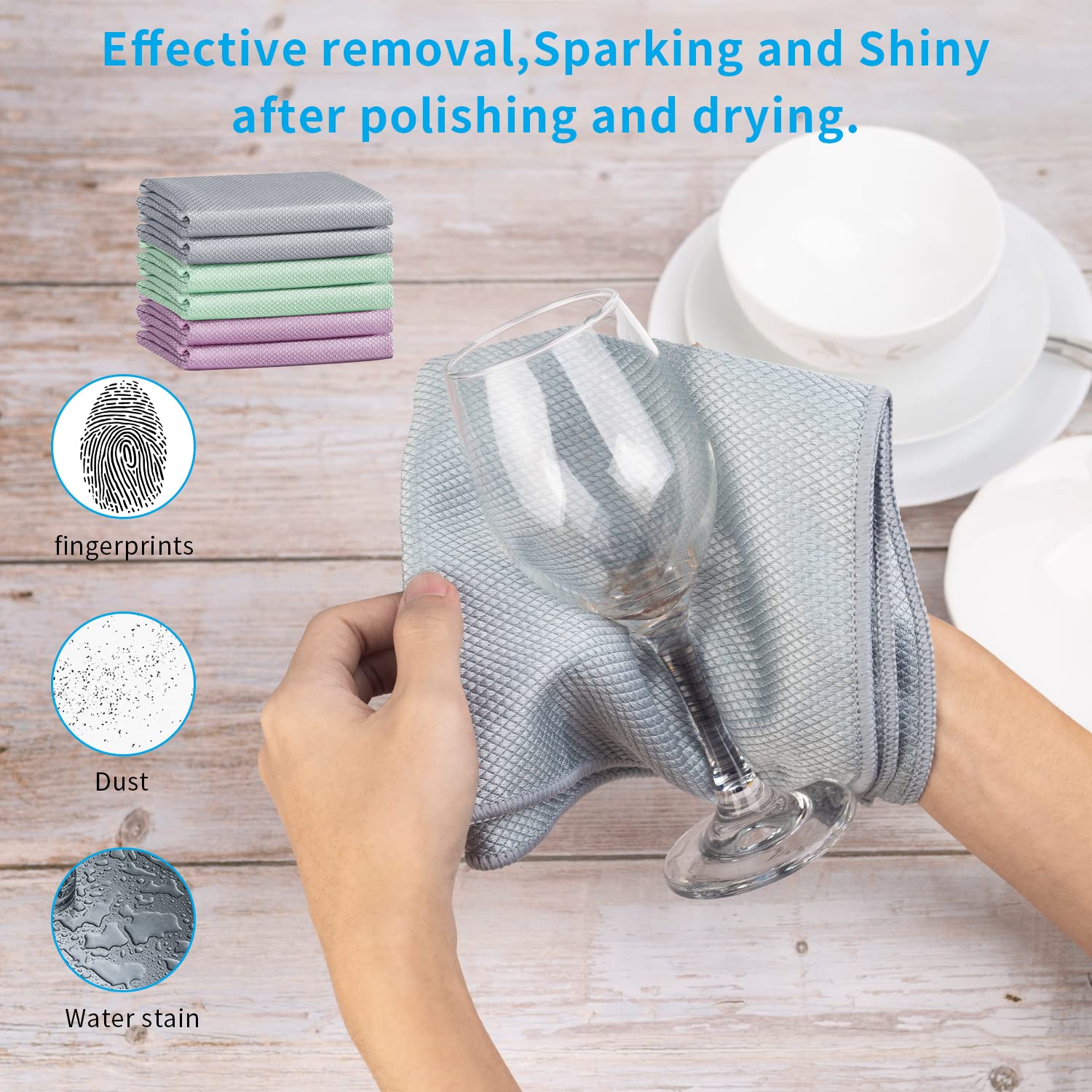 Fish Scale Streak Free Magic Glass Window Car Mirror Microfiber Cleaning Cloth Cleaner Cloths,Lint Free Stainless Steel Windshield Shower Cleaning