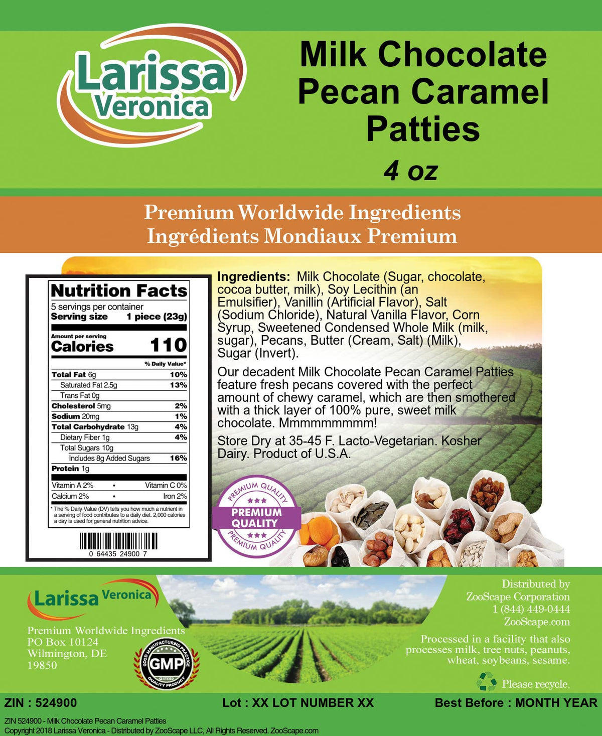 Milk Chocolate Pecan Caramel Patties (4 oz, ZIN: 524900)