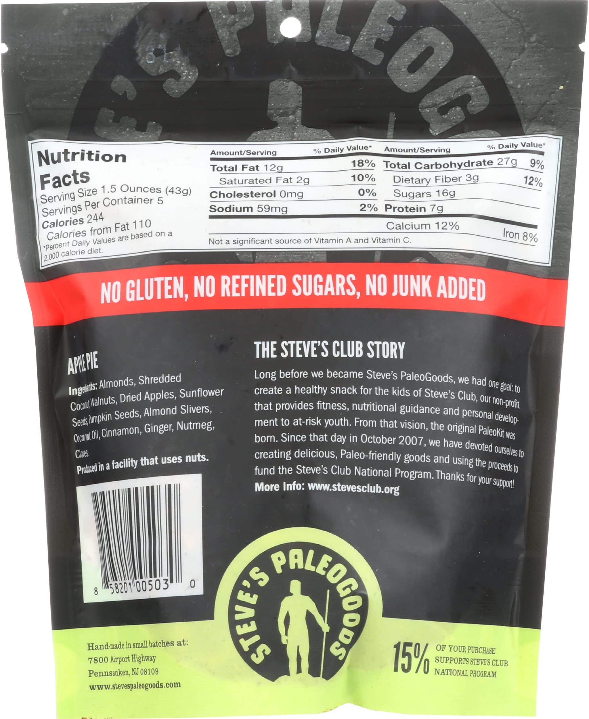Steve's PaleoGoods, PaleoKrunch Grainless Granola Cereal - Apple Pie, 7.5 oz