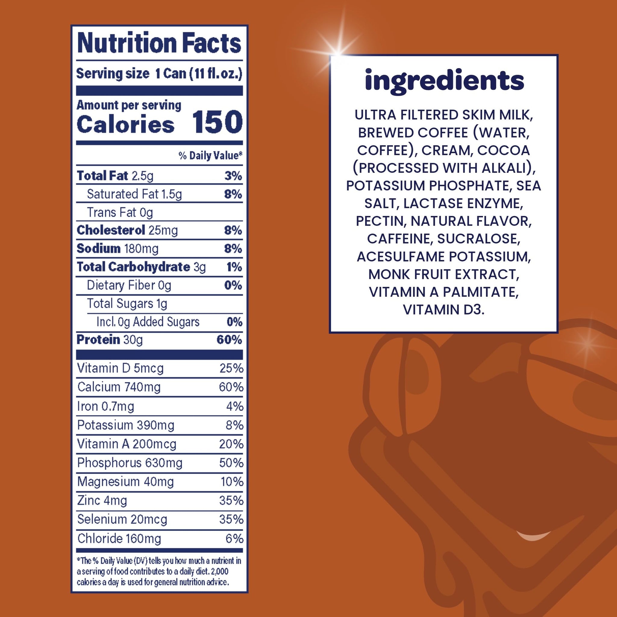 Nurri - 30g Protein Ultra Filtered Milk Shake - Mocha- with Caffeine for Energy, Lactose Free, Low Sugar, 150 Calories, 10 Vitamins and Minerals - 11