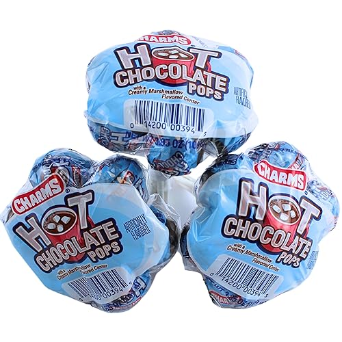 Hot Chocolate Flavored Charms Lollipops, Original Marshmallow Centered Charms Sweet Pops Suckers, by Queen City Candy Cave (21 Count)
