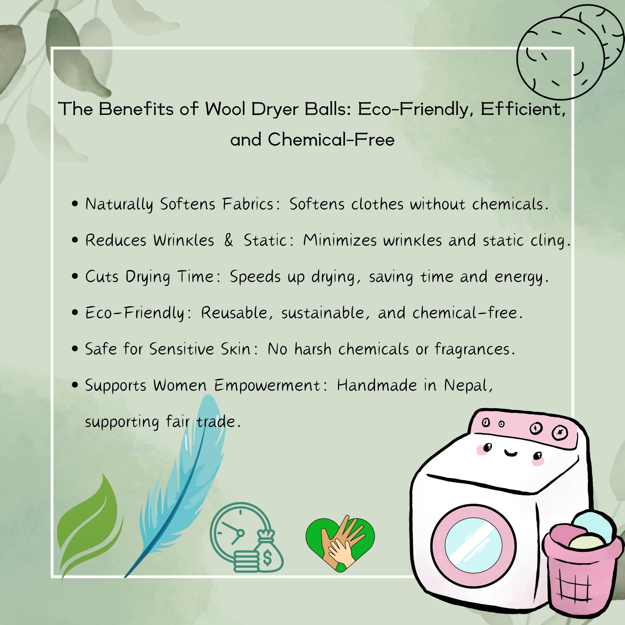 Wool Dryer Balls (Pack of 3) - Natural Fabric Softener, Reusable, Reduces Wrinkles, Saves Drying Time - Superior to Plastic Balls and Liquid