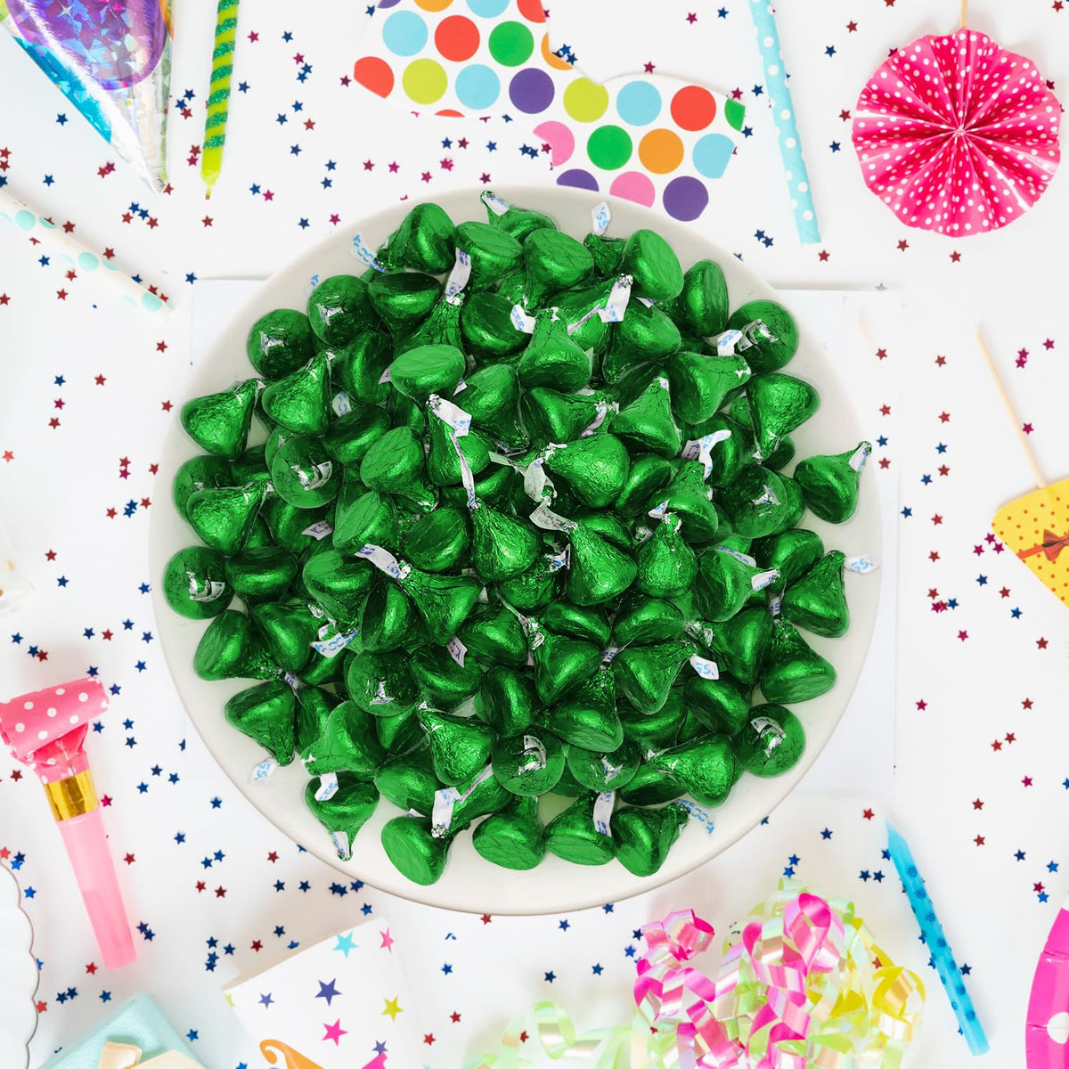 Milk Chocolate Candy in Green Foil - 1 Pound Bulk Bag Halloween Candy Individually Wrapped Classic Chocolate Drops for St. Patrick’s Day, Holidays