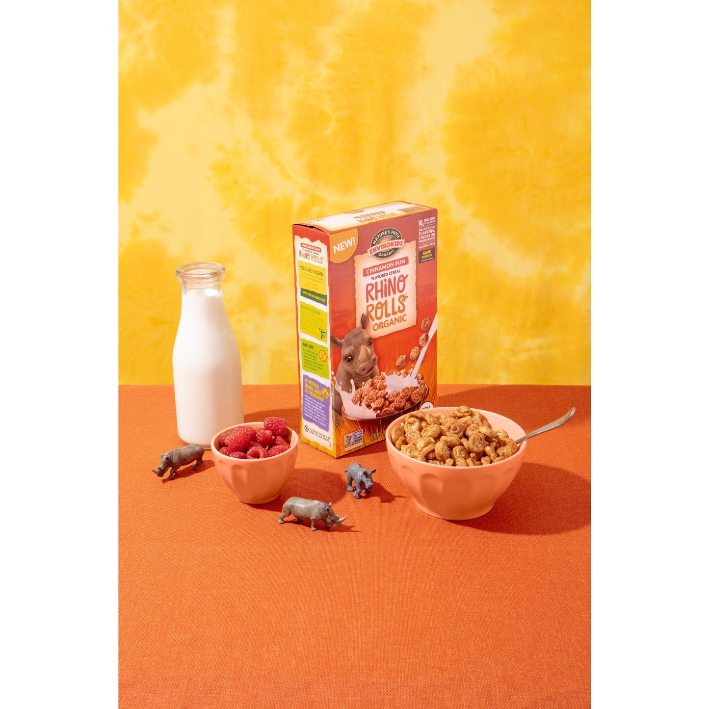 EnviroKidz Organic Rhino Rolls Cereal, 9.5 oz (Pack of 1), Cinnamon Bun, Whole Grain, Gluten Free, Non-GMO, by Nature's Path