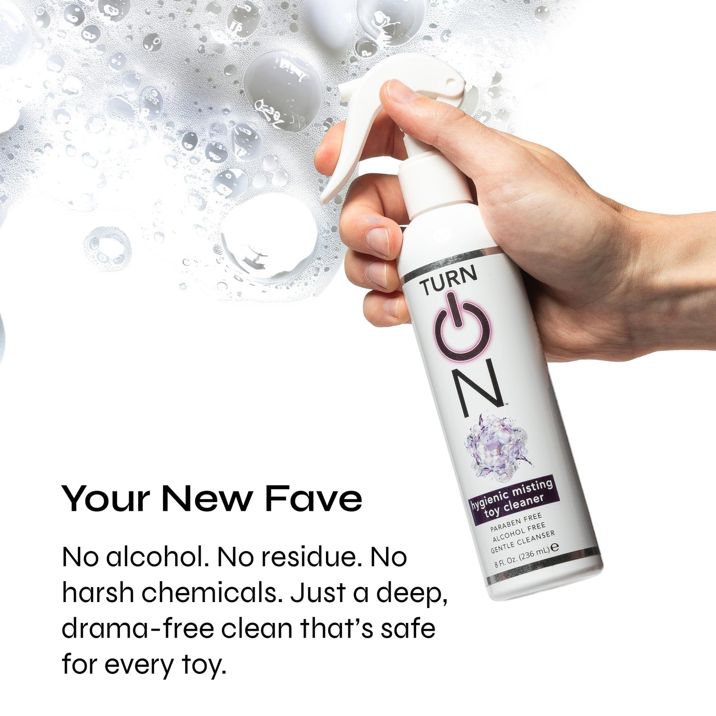 Turn On Hygienic Misting Toy Cleaner, 8 Ounce All Purpose Alcohol Free Gentle Cleansing Spray, No Harsh Chemicals Safe for All Toys and Surfaces