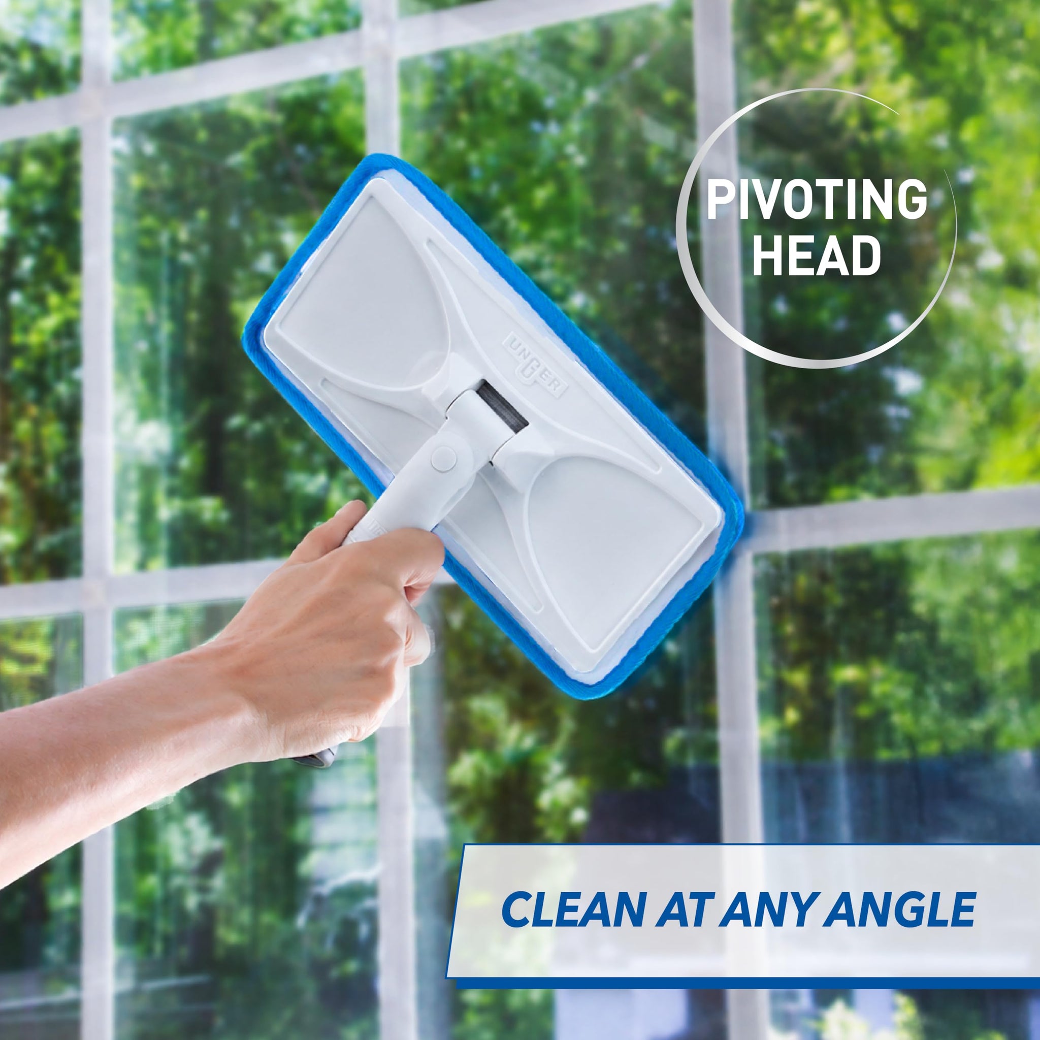 Unger Speed Clean with 4ft Pole and Extra Reusable Pads, Indoor Window Cleaner, Household Cleaning Supplies, Works with Glass and Natural Cleaners