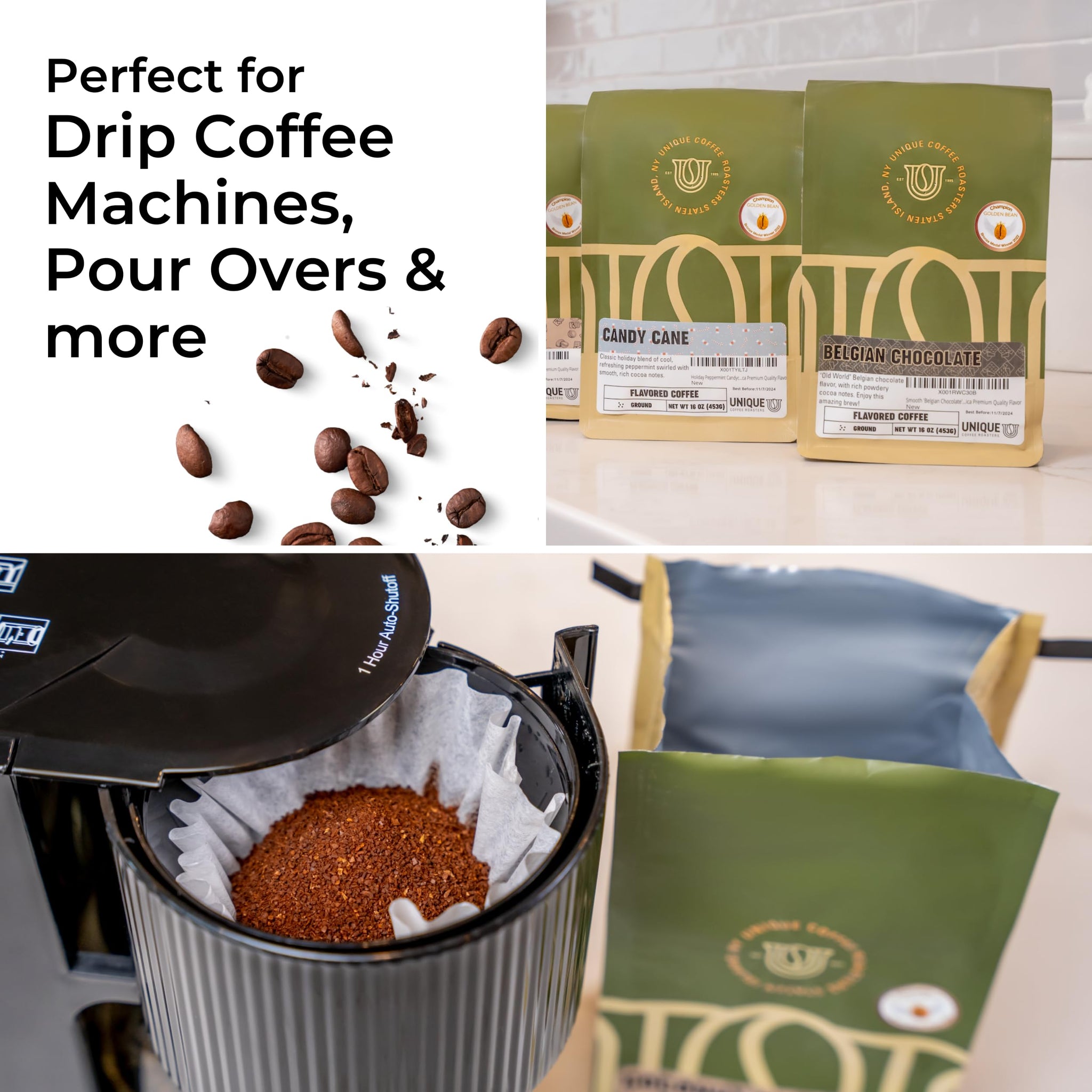 Smooth 'Belgian Chocolate' Flavored Ground Coffee, 1 LB (16 oz) bag, Medium Roast, 100% Arabica Premium Quality Flavor