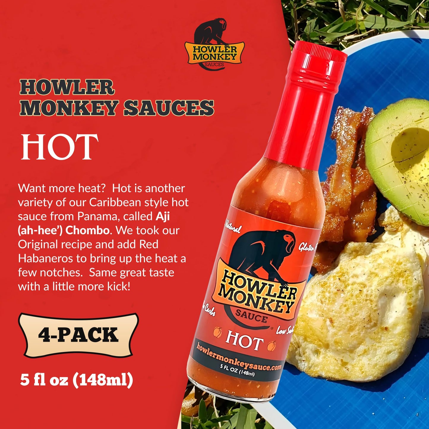 Howler Monkey Sauce - Hot Panamanian Hot Sauce - 5 Fl Oz (Pack of 3)