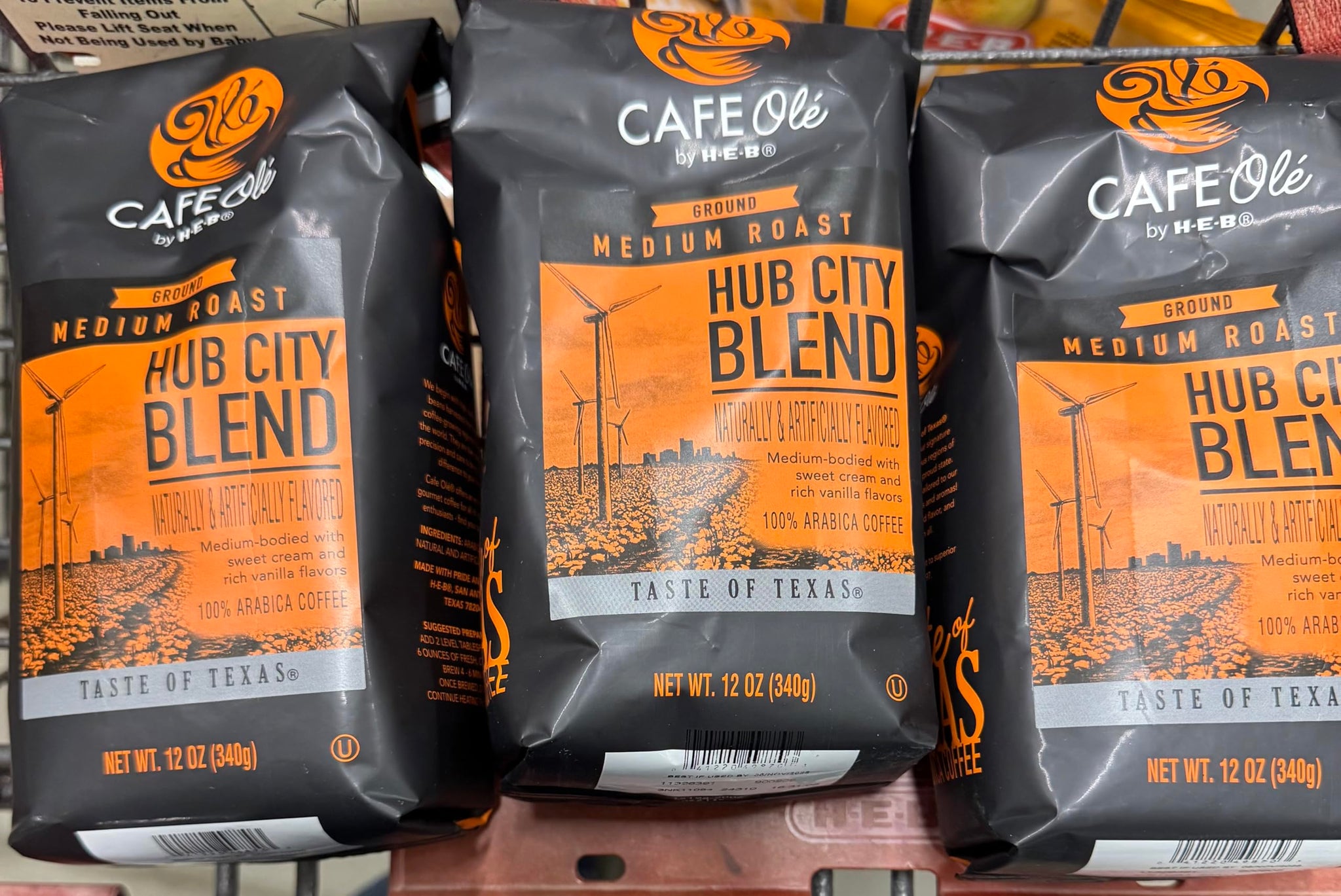 heb Introducing Cafe Ole by H?E?B Hub City Blend sweet cream and vanillaMedium Roast Ground Coffeeppack of 3
