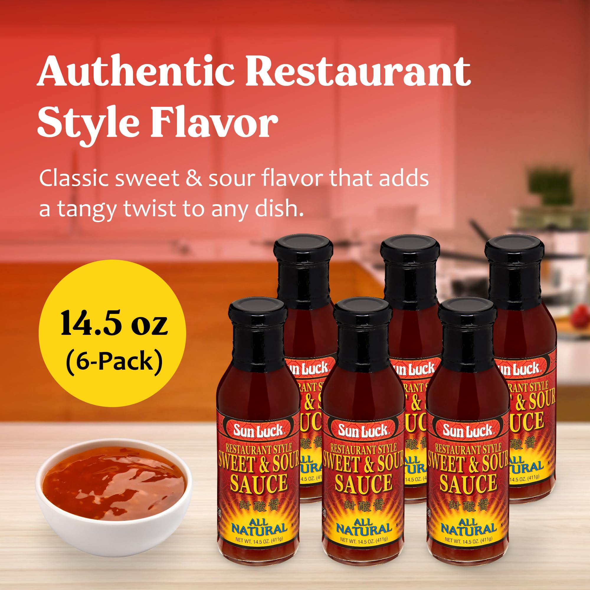 Sun Luck Sauce, Sweet and Sour, 14.5 Ounce (Pack of 6)