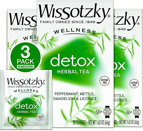 Wissotzky Wellness Detox Herbal Tea, (3 Pack - 60 Tea Bags) | Caffeine Free | Natural Cleansing Support | With Peppermint, Nettle, Dandelion