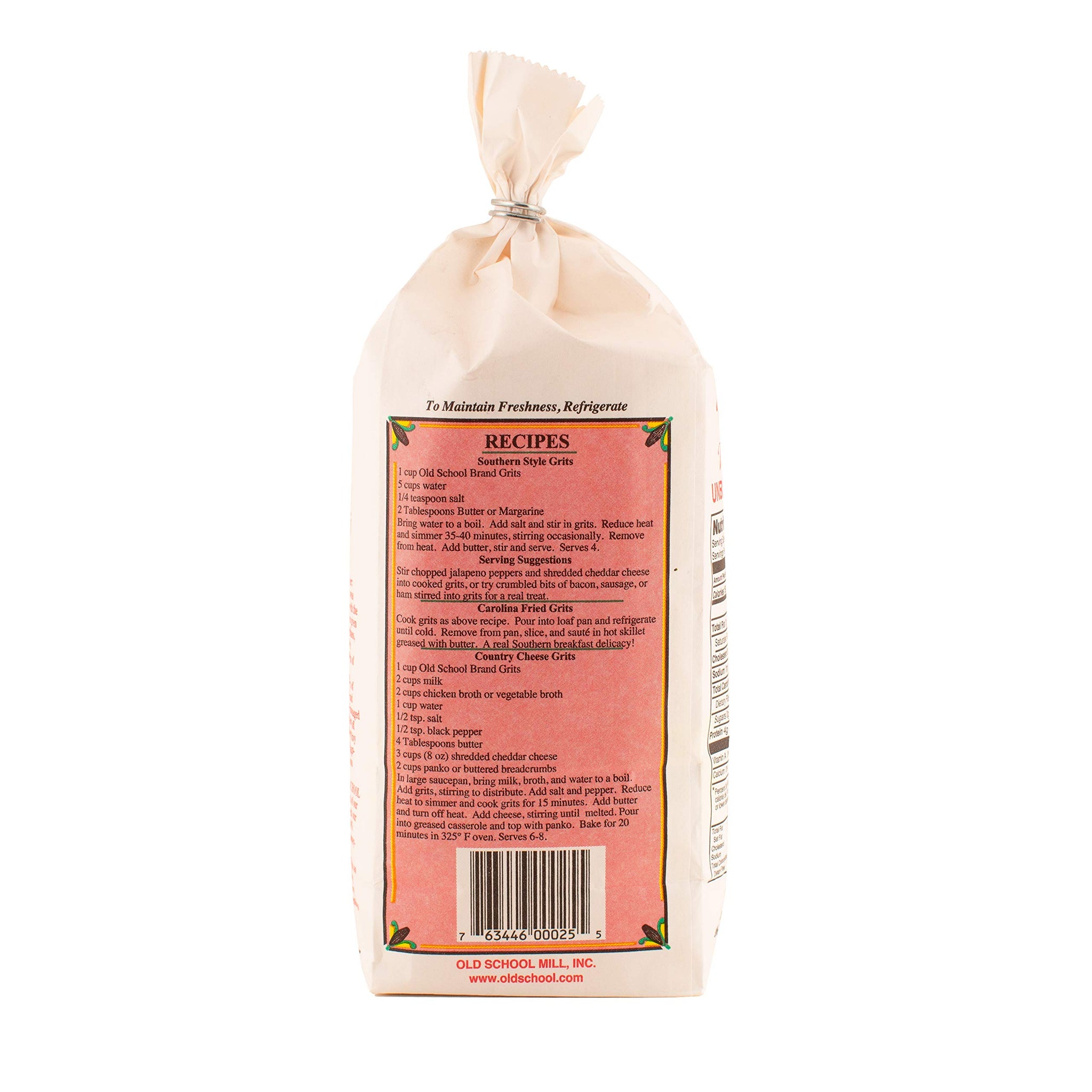 Old School Brand™ Stone Ground White Corn Grits, 30 ounces | Non-GMO, Gluten Free, Medium-Coarse Ground | Made in USA