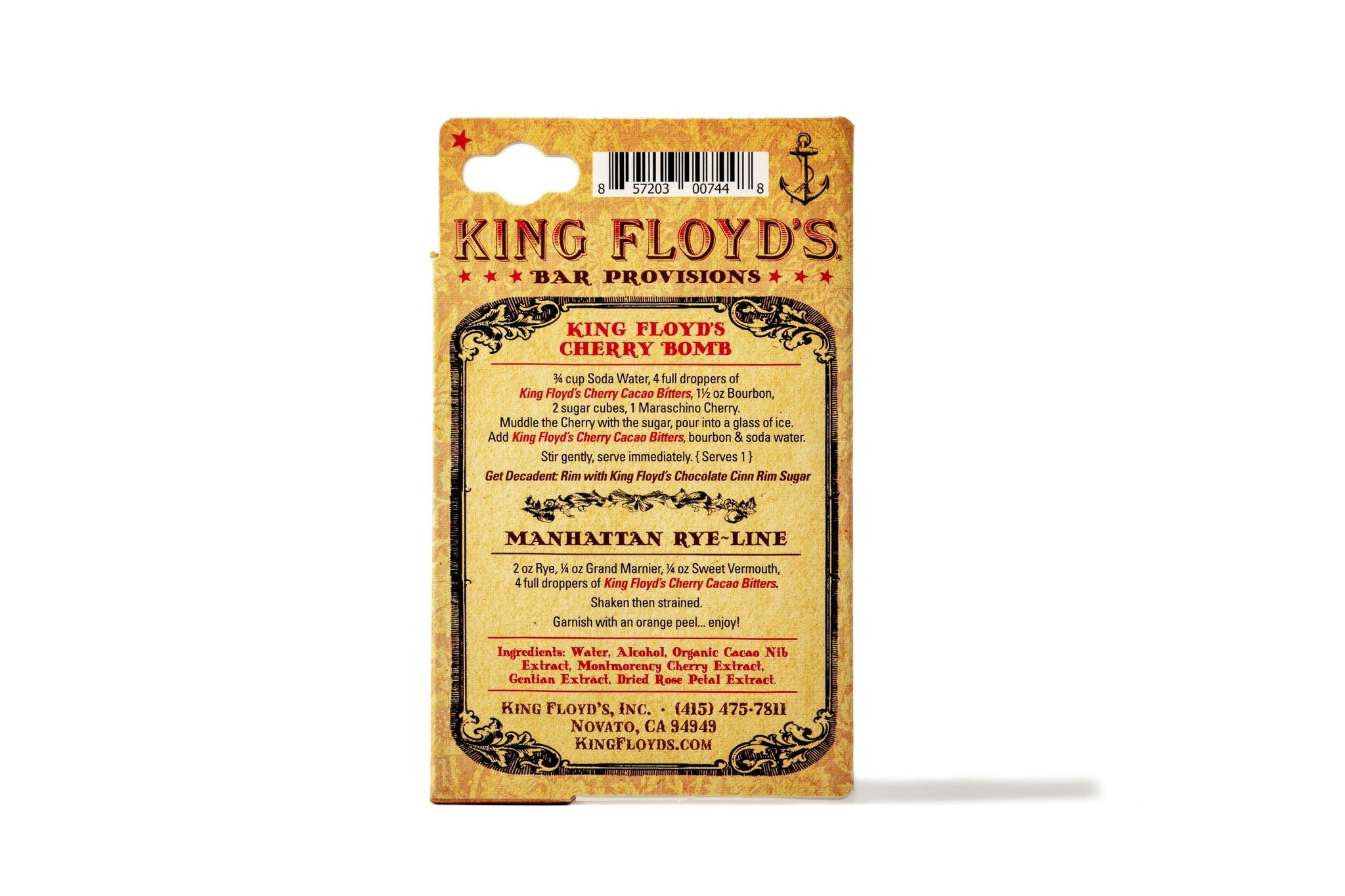 King Floyd's Artisanal Cherry Cacao Bitters for Cocktails (0.5oz Card Pack) Hand Crafted, Made from Organic Cacao Nibs & Montmorency Cherries