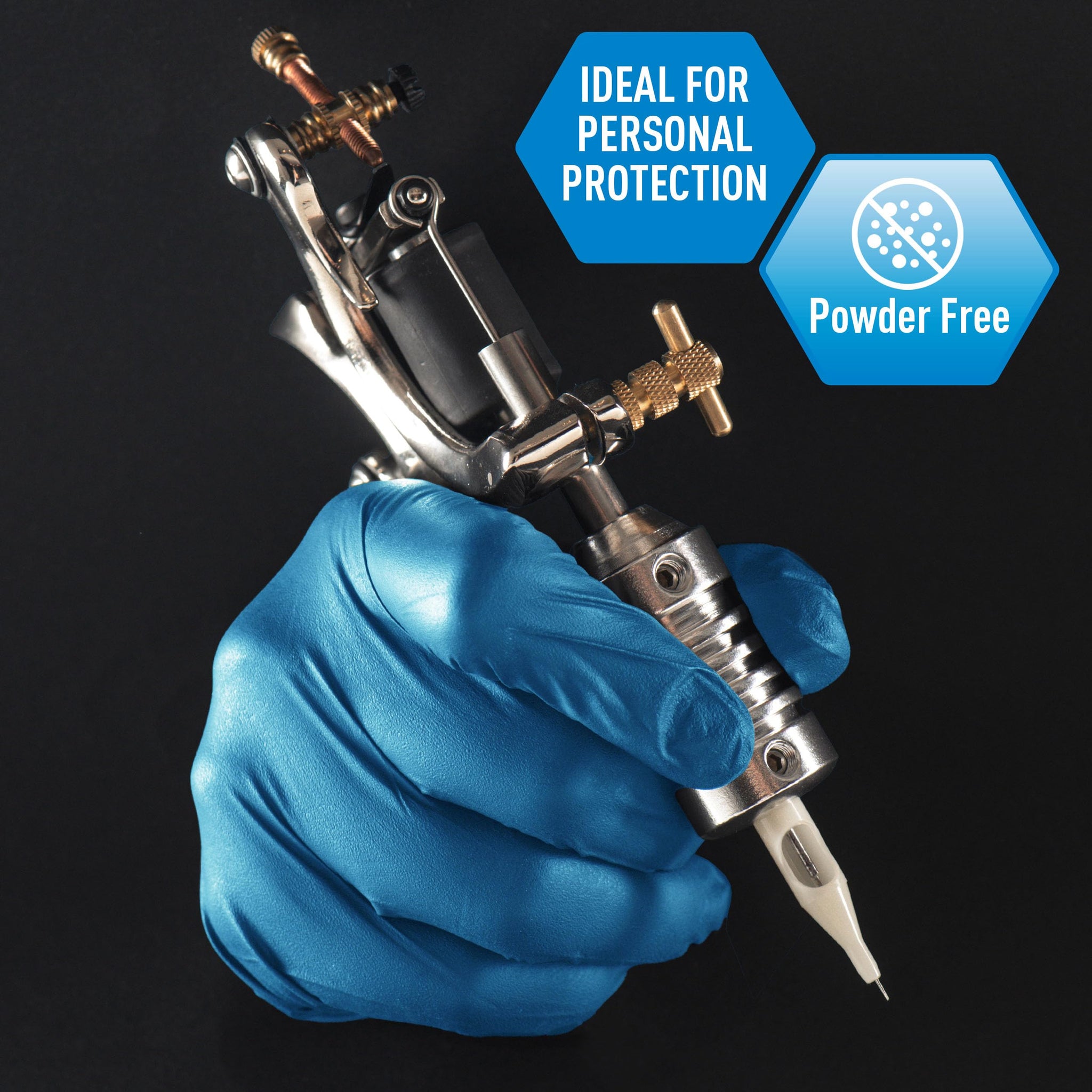MED PRIDE Blue Nitrile Gloves Medium | Box of 100 Gloves | 5 Mil | Powder-Free, Latex-Free, Exam Grade | Medical, Lab, Food Service, Tattoo, Cleaning