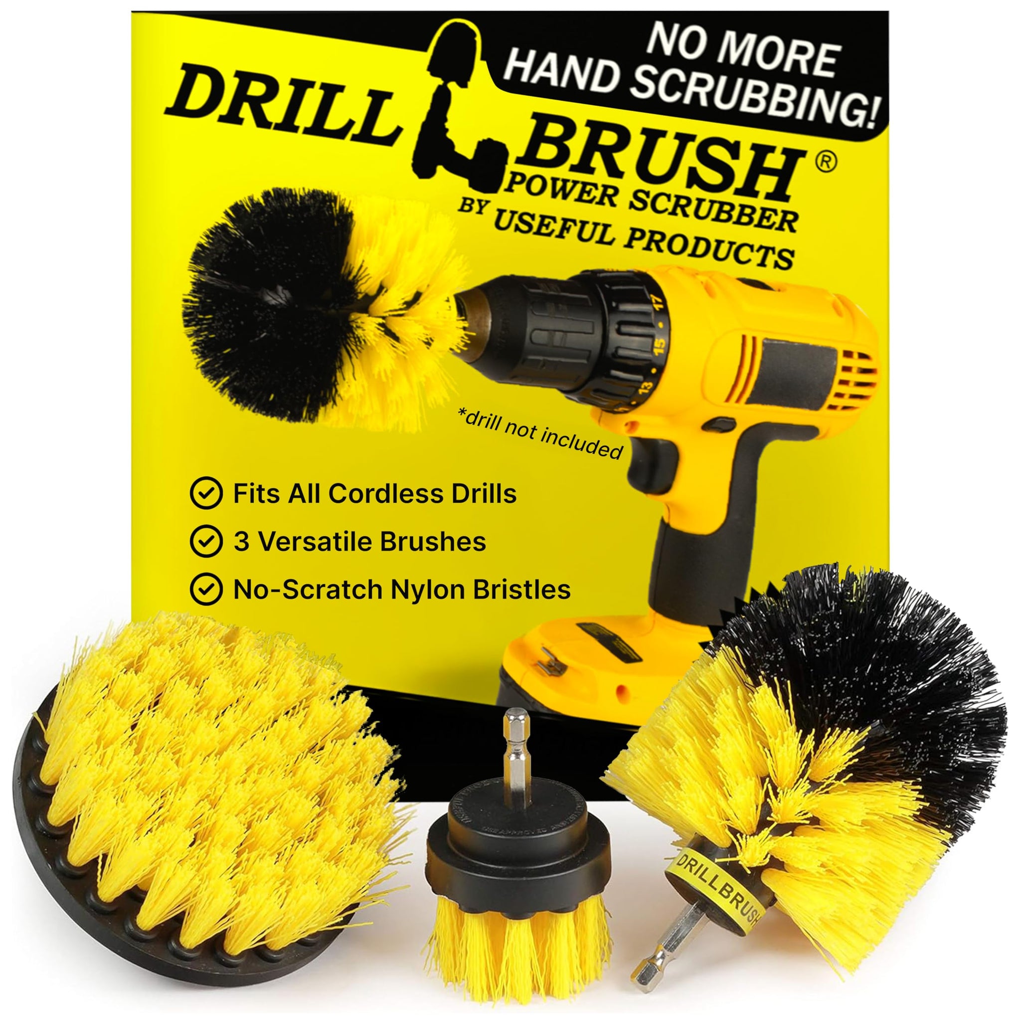 Drillbrush Drill Brush Attachment Set for Bathroom Cleaning - Power Scrubber Brush Kit for Tub, Tile, Shower, and Grout - All-Purpose Household