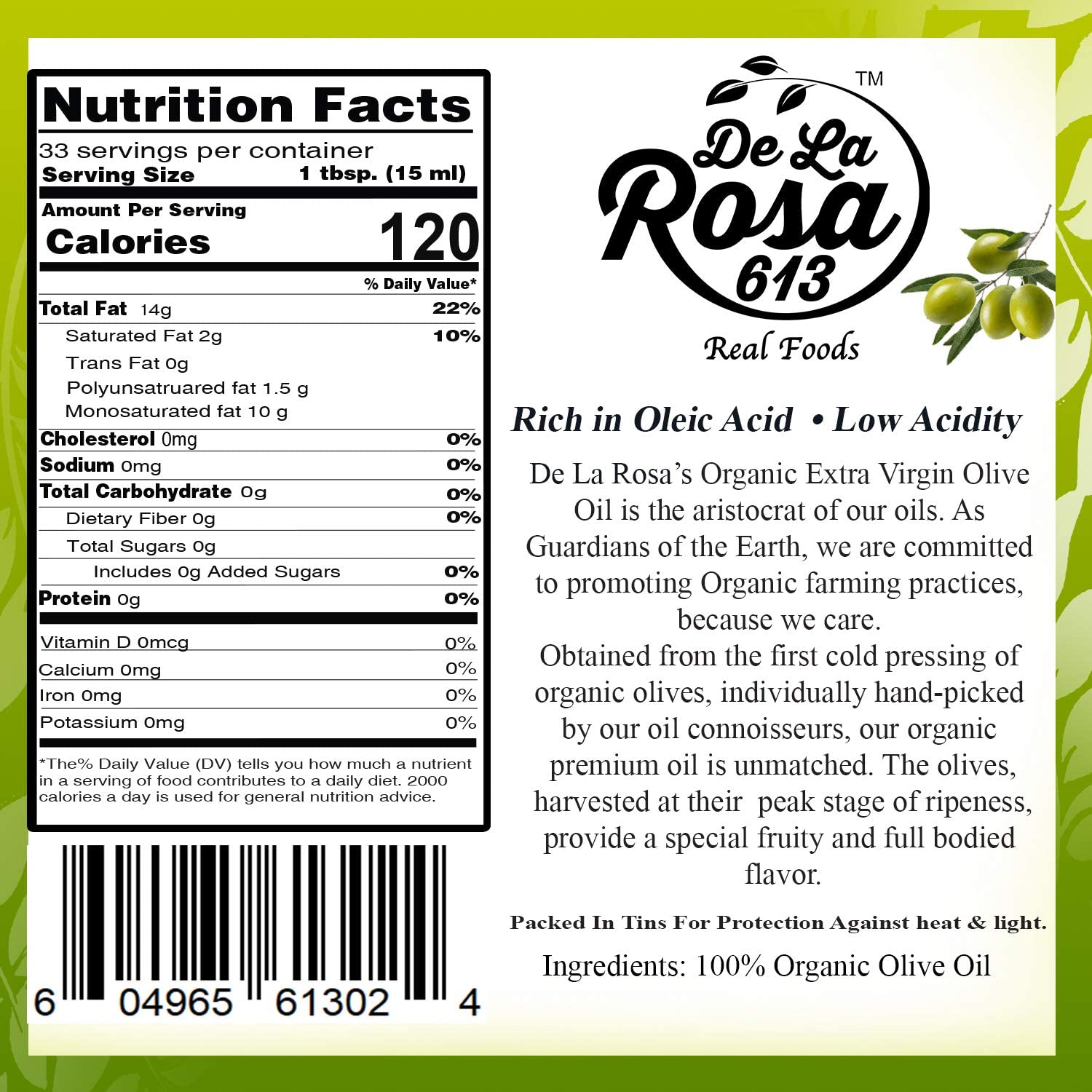De La Rosa Organic Balsamic Vinegar & Organic Extra Virgin Olive Oil, 100% Pure, Vegan, Kosher, Non-GMO & Gluten Free, Great for Salad Dressings, Marinades & More 16.9 Oz (Pack of 2)