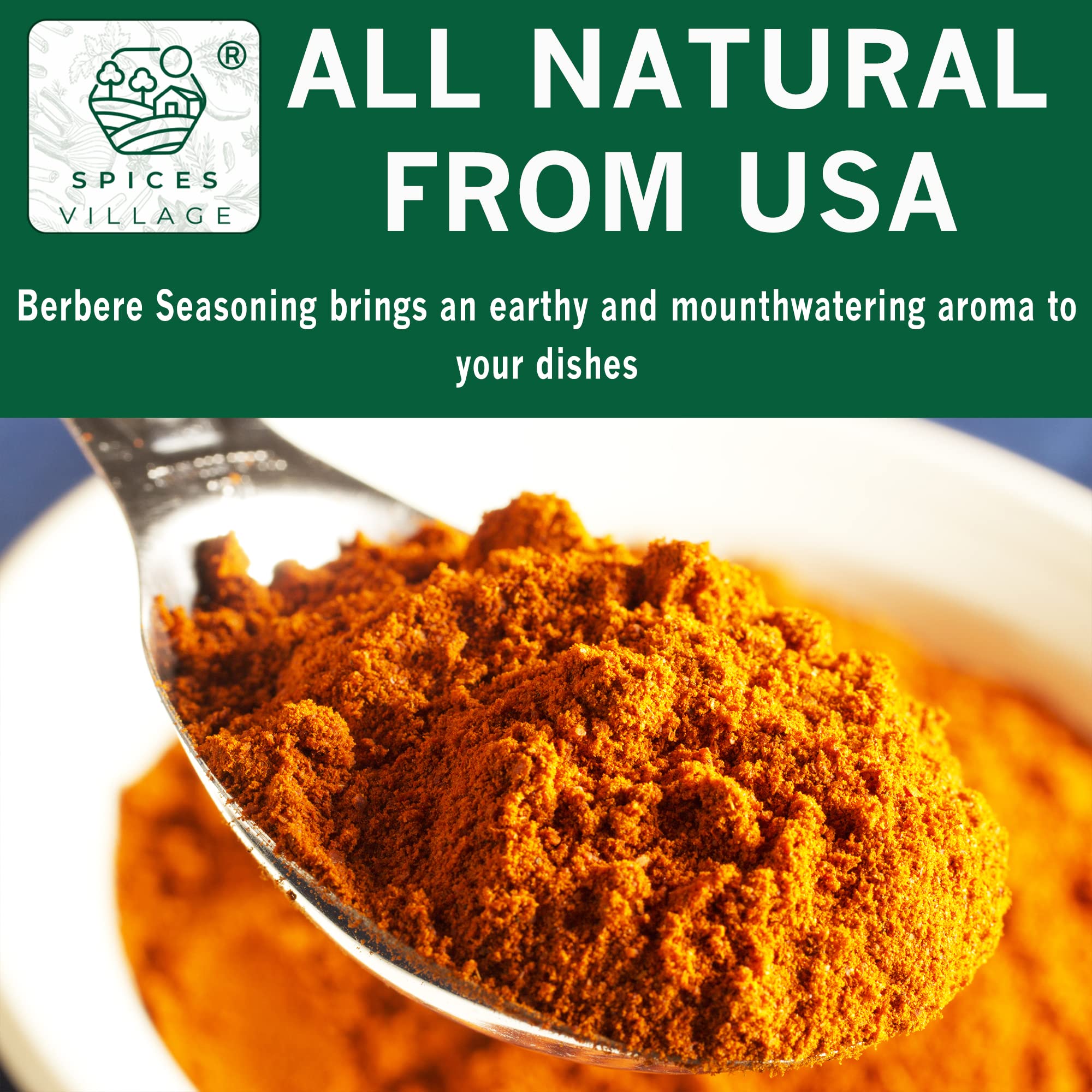 SPICES VILLAGE Berbere Spice Blend [4 oz] - Authentic Ethiopian Seasoning Mix - Kosher, Gluten Free, Non GMO, Resealable Bulk Bag