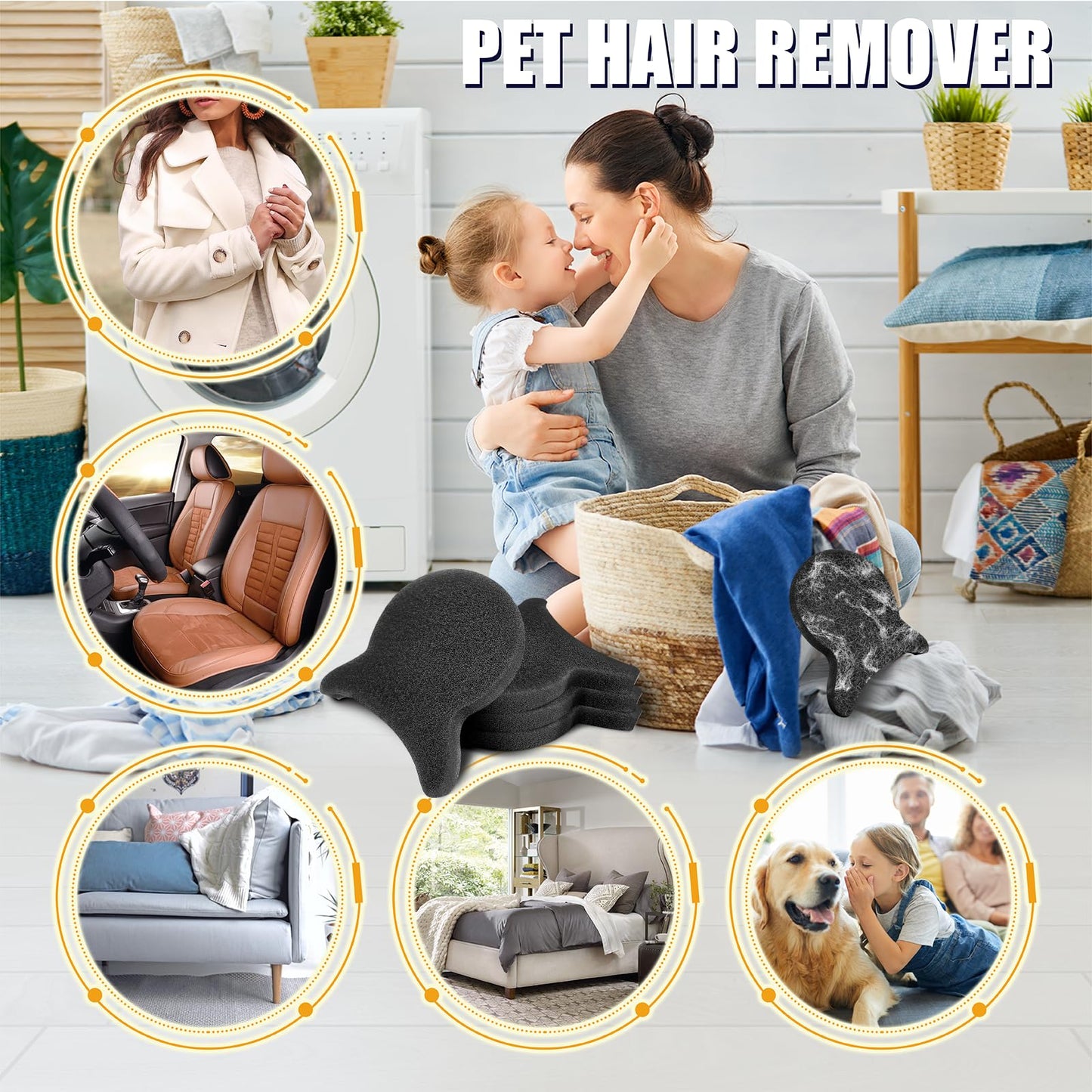 Pet Hair Remover for Laundry, Reusable Dog & Cat Hair Remover Tool, Effectively Removes Pet Hair, Lint and Dander from Bedding and Clothing, Suitable