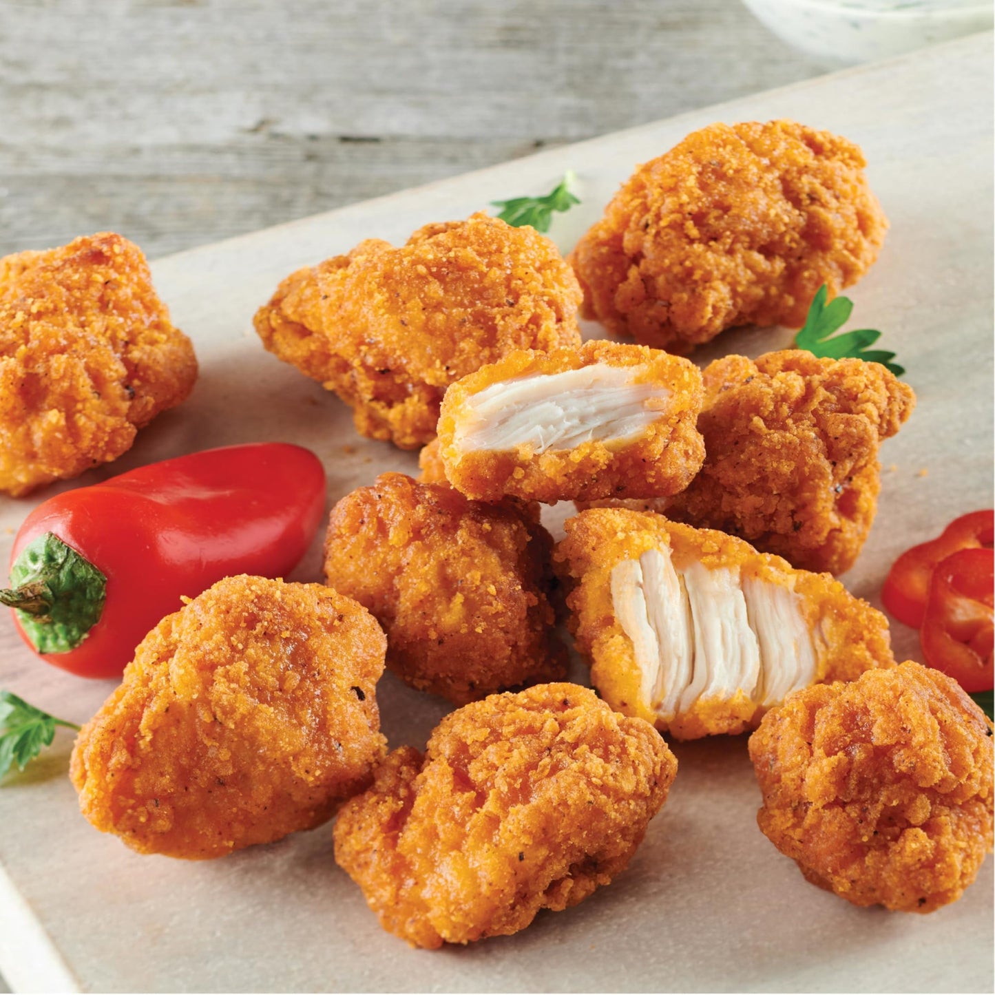 Just Bare® Chicken Lightly Breaded Spicy Breast Bites | Fully Cooked |16 G Protein | Frozen | 1.50 LB