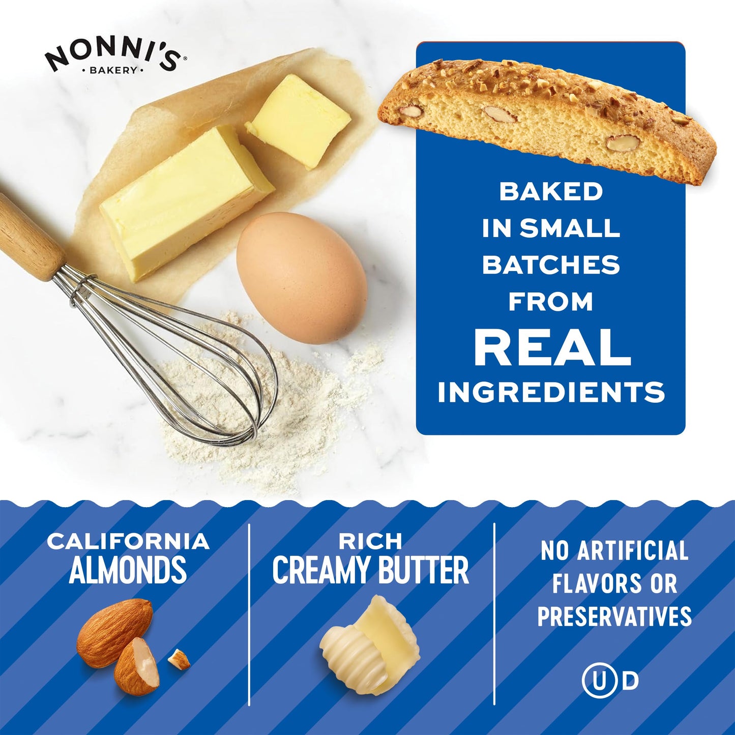 Nonni's Originali Almond Biscotti, Individually Wrapped Italian Cookie Snacks, 8 Servings (Pack of 1)