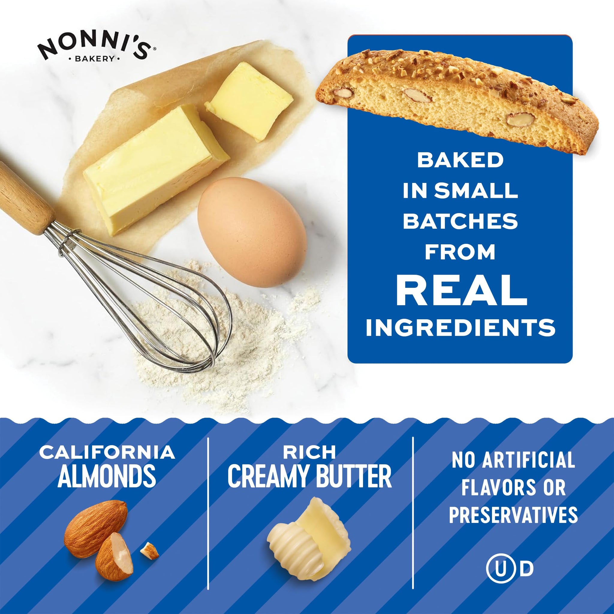 Nonni's Originali Almond Biscotti, Individually Wrapped Italian Cookie Snacks, 8 Servings (Pack of 1)