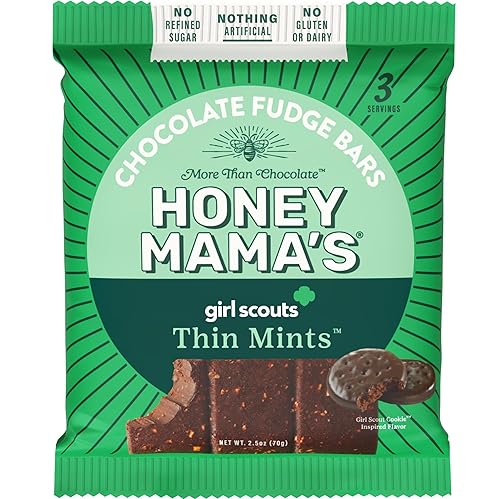 Honey Mama's, Girl Scout Thin Mints Chocolate Fudge Bars, NO Refined Sugar, Gluten Free, Dairy Free, Soy Free, NO Seed Oils, Paleo, 2.5 Ounce