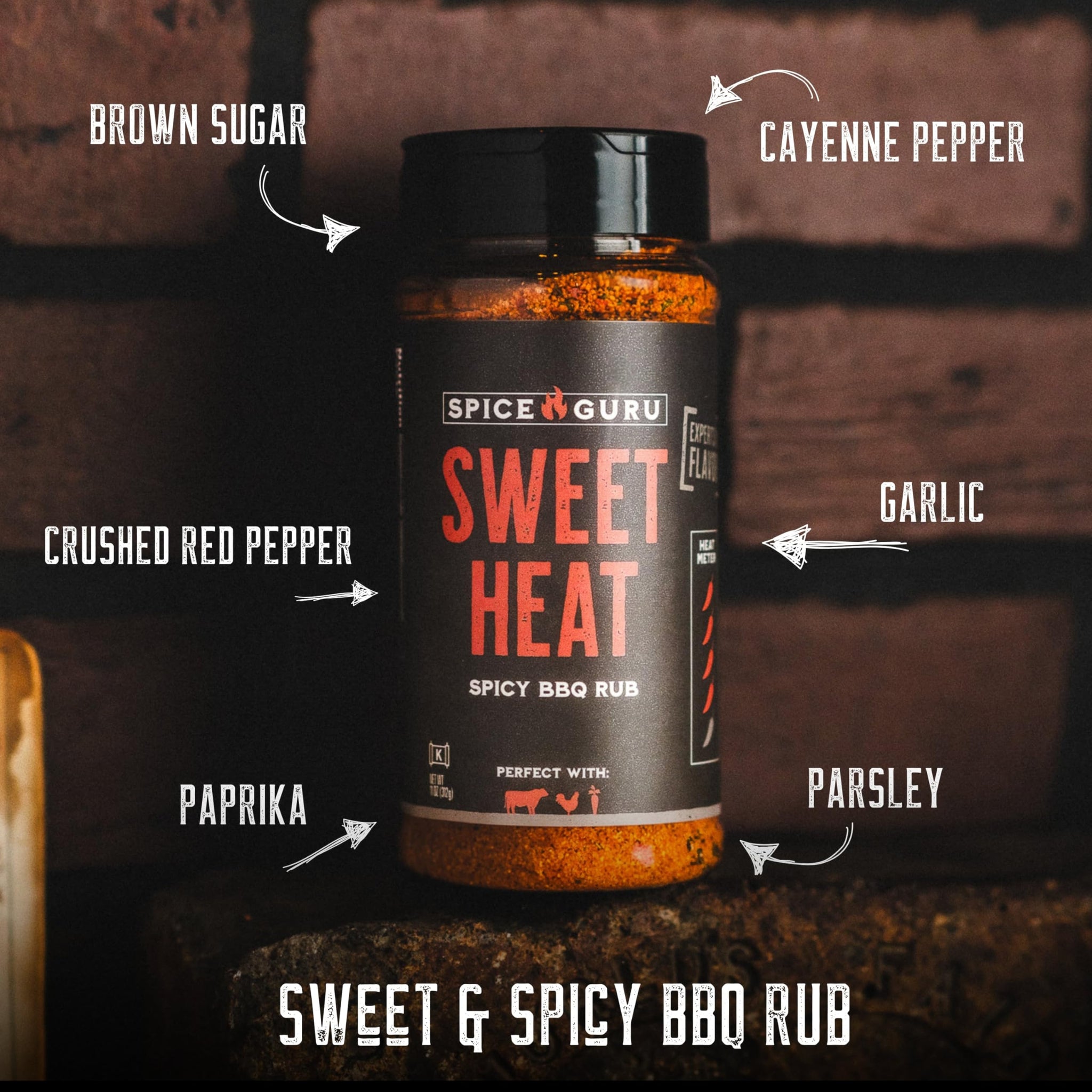Spice Guru Sweet Heat BBQ Rub - Gifts for Men Who Cook, Gifts for Dad, Men Gifts, Dad Birthday Gift - Spices and Seasonings Sets - Steak Seasoning