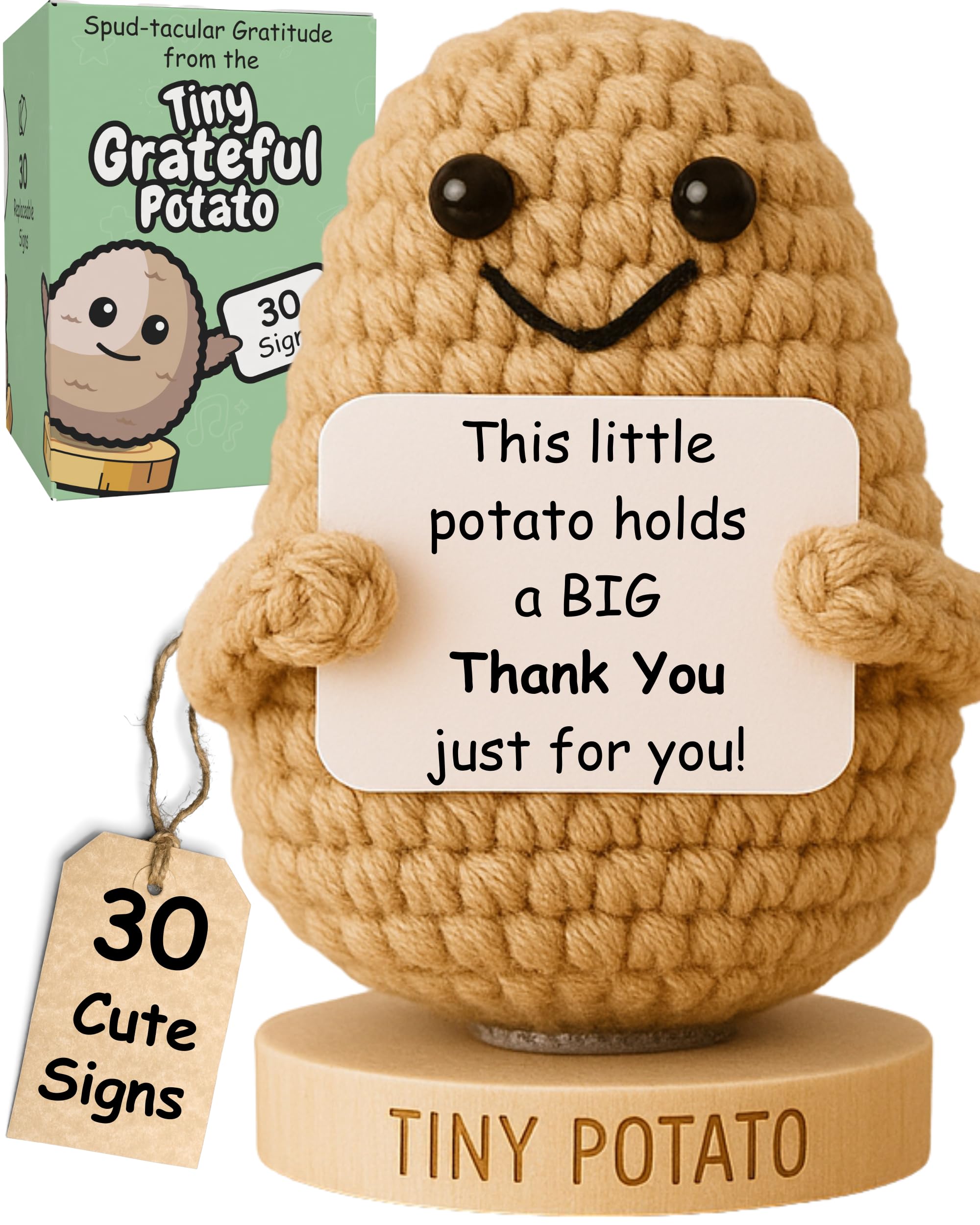 Thank You Gift - Tiny Potato with 30 Appreciation Signs - Funny Gratitude Gift for Women Men Coworker Doctor Nurse Teacher Boss Manager - Employees