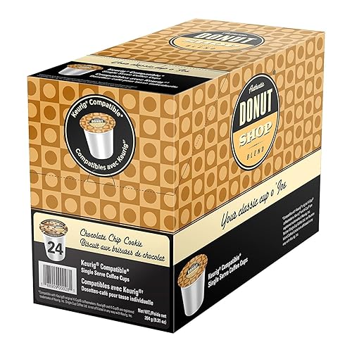 Authentic Donut Shop Blend Chocolate Chip Cookie Single Cup Coffee for Keurig K Cup Brewers, 24Count