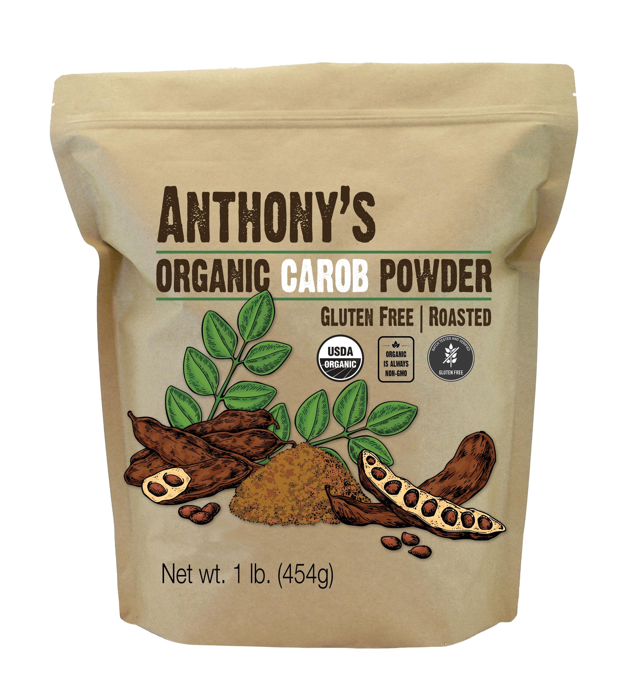 Anthony's Organic Carob Powder, 1 lb, Gluten Free, Non GMO, Cocoa Powder Alternative, Unsweetened