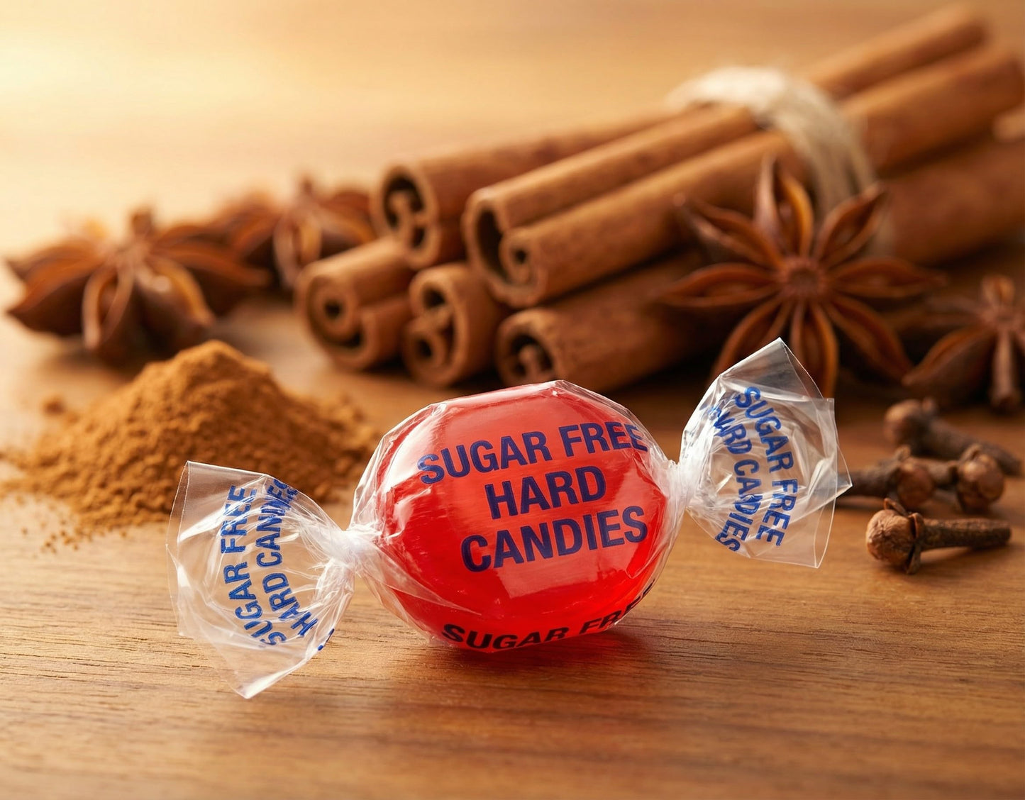 50 Pieces Sugar-Free Cinnamon Candy - Sweet & Spicy Sugarless Drops for Parties, Snacks & Gifts, Individually Wrapped Bulk