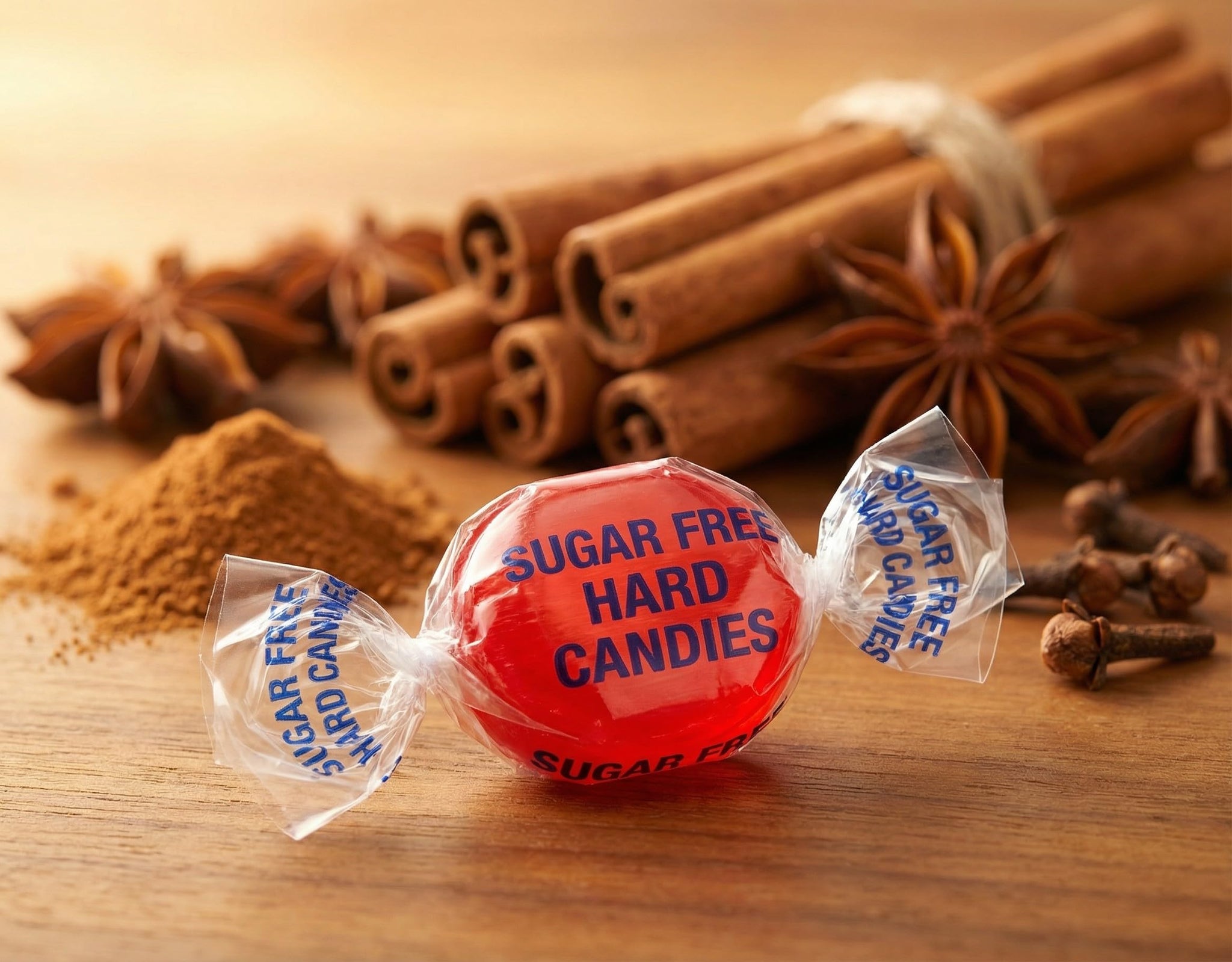 50 Pieces Sugar-Free Cinnamon Candy - Sweet & Spicy Sugarless Drops for Parties, Snacks & Gifts, Individually Wrapped Bulk