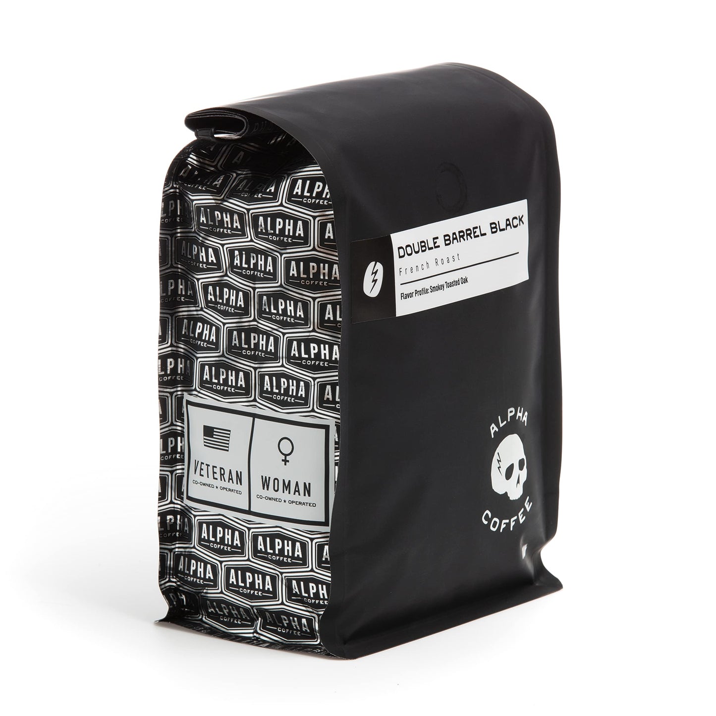 Alpha Coffee - Double Barrel Black - 16 oz. Premium Gourmet Craft Dark/French Roast Coffee | Veteran Owned - Specialty Small Batch Roasted Coffee