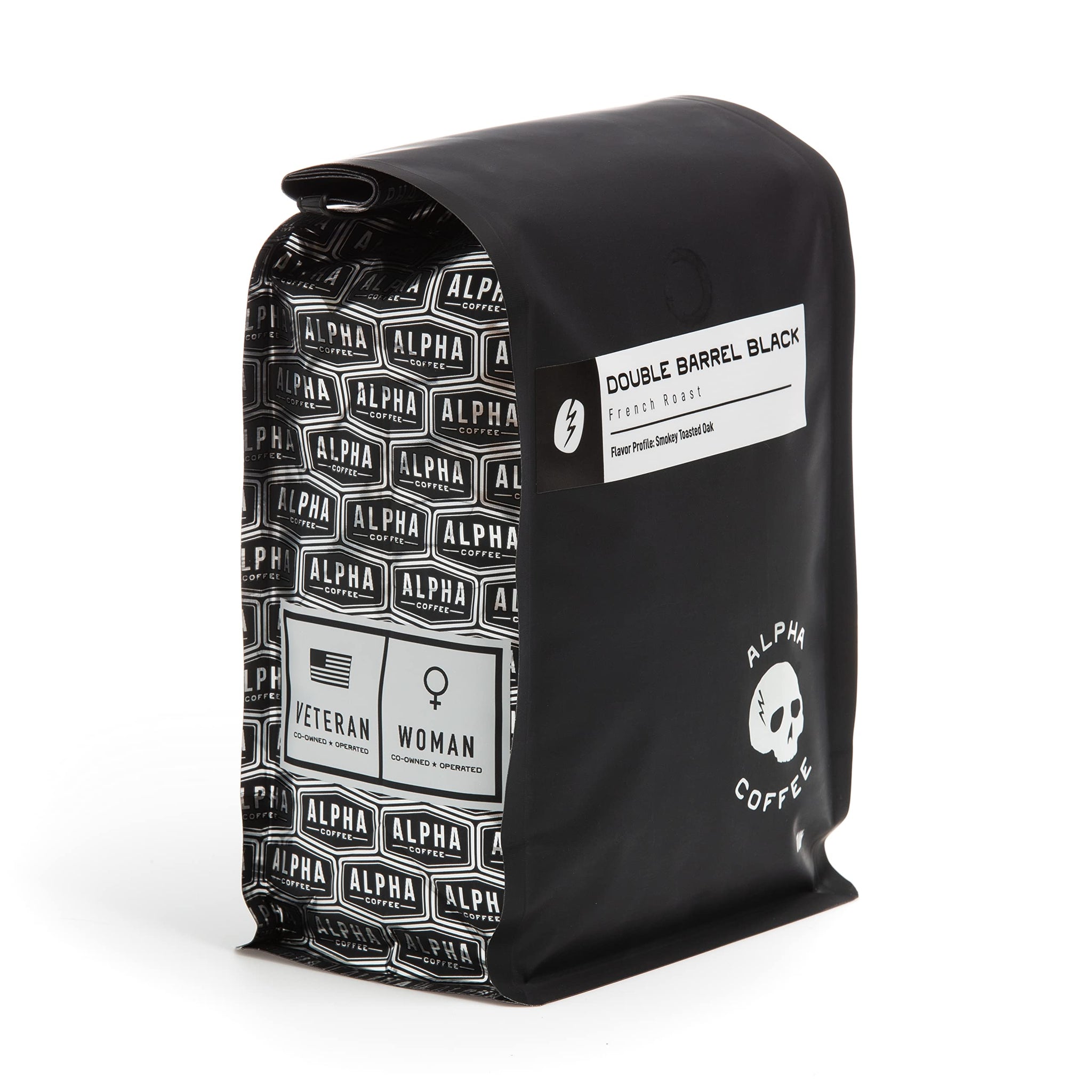 Alpha Coffee - Double Barrel Black - 16 oz. Premium Gourmet Craft Dark/French Roast Coffee | Veteran Owned - Specialty Small Batch Roasted Coffee