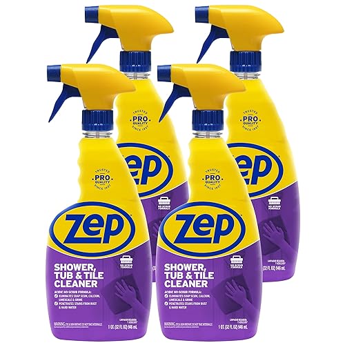 Zep Shower Tub and Tile Cleaner 32 oz ZUSTT32 (Case of 4) -Eliminates Hard Water Stains and limescale