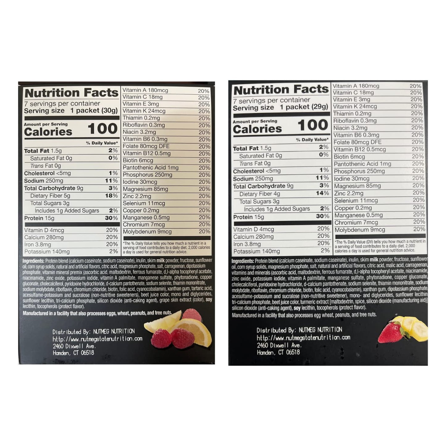 PROTIFIT - High Protein Lemon Raspberry & Strawberry Banana Pudding & Shake Mix 2 Pack, 15g Protein, Low Calorie, Low Fat, Low Carb, Aspartame Free