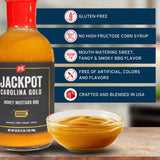 PS Seasoning Jackpot Carolina Gold Honey Mustard BBQ Sauce - Tangy and Sweet Marinade, Glaze, Baste, and Dip - All-Purpose Sauce Great for Pulled