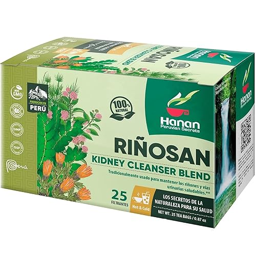Hanan Kidney Cleanse & Joint Repair Herbal Tea - Riñosan Blend of Chanca Piedra (Stone Breaker) Rompe Piedra para los Riñones - 25 Tea Bags
