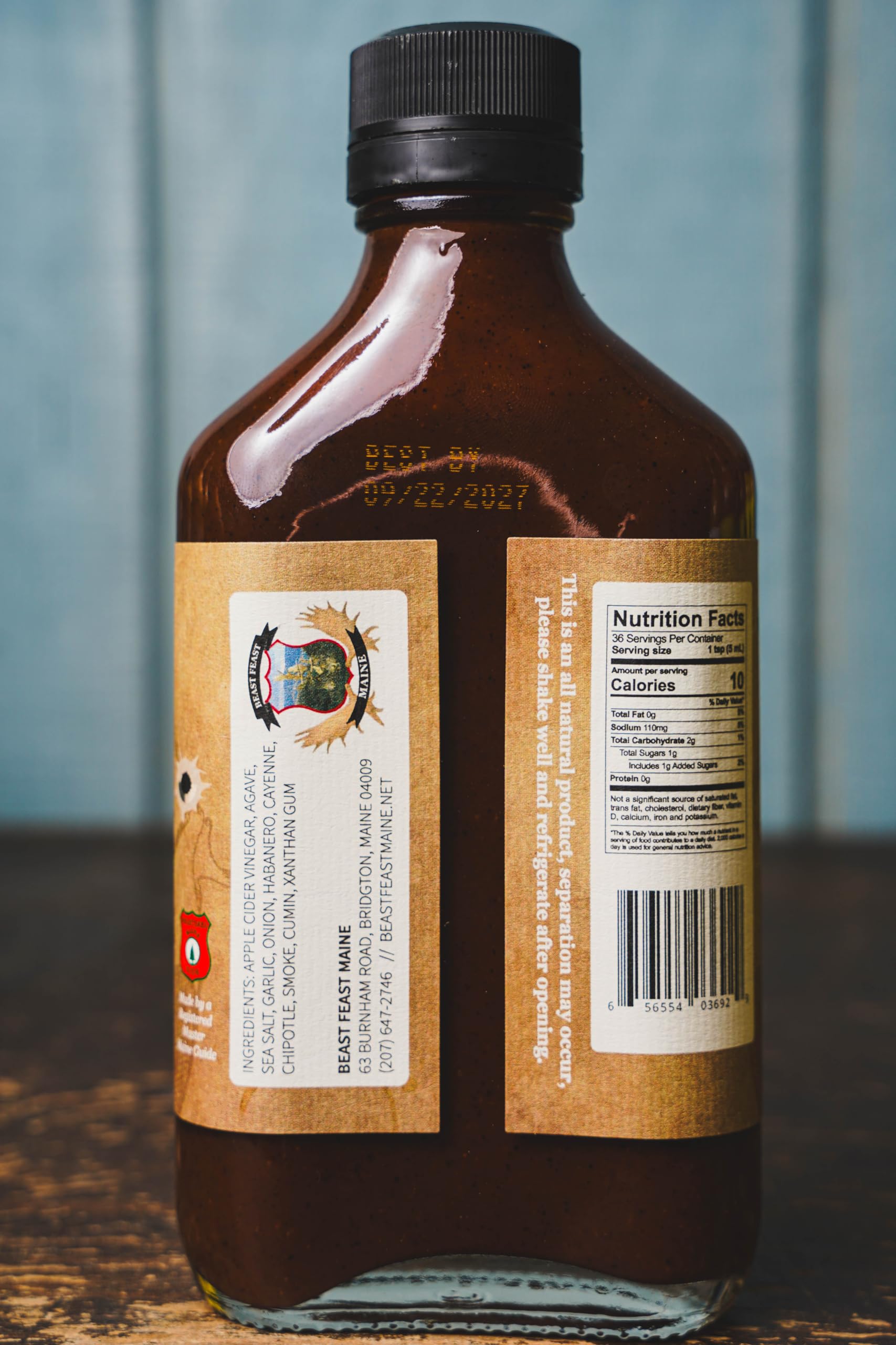 Beast Feast Maine, Johnny Ringo Gunslinger Hot Sauce, 7 oz, Habanero Cayenne Chipotle Blend, Apple Cider Vinegar, Agave, Garlic, Smoky Flavor