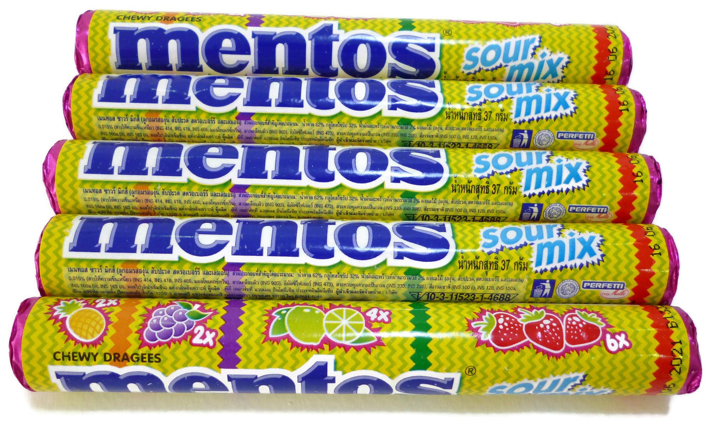 (Pack of 5) Sour Mix Chewy Dragees Flavors Gummy Candy