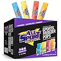 All Sport Freezer Pops, Giant Sized 3oz, 144 CT, Refreshing Ice Pops with Electrolytes, B Vitamins & Potassium -Blue Raz Ice, Lemon Lime, Fruit Punch