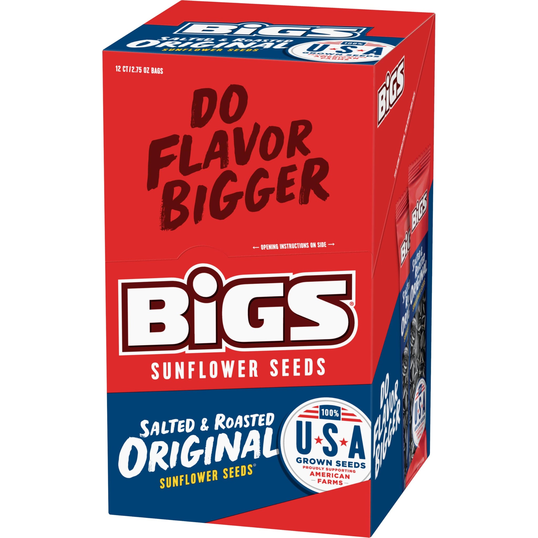 BIGS Sunflower Seeds, Salted & Roasted Original Flavor, 2.75 oz. (Pack of 12)