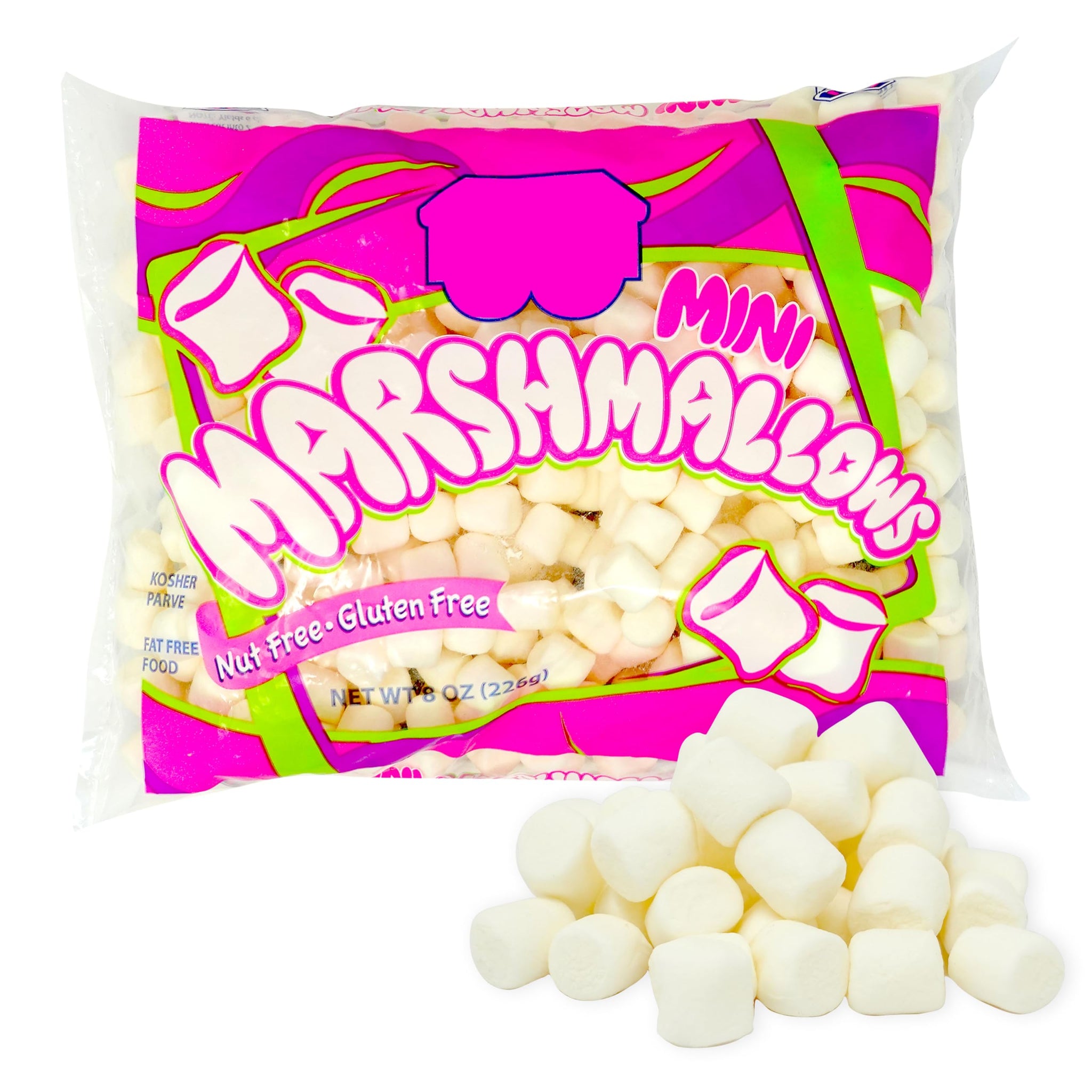 Mini Marshmallows - Pack of 2 Bags (1 lb Total), White & Vanilla Flavored, Kosher, Nut-Free, Gluten-Free - Perfect for Baking, Cocoa, & Desserts